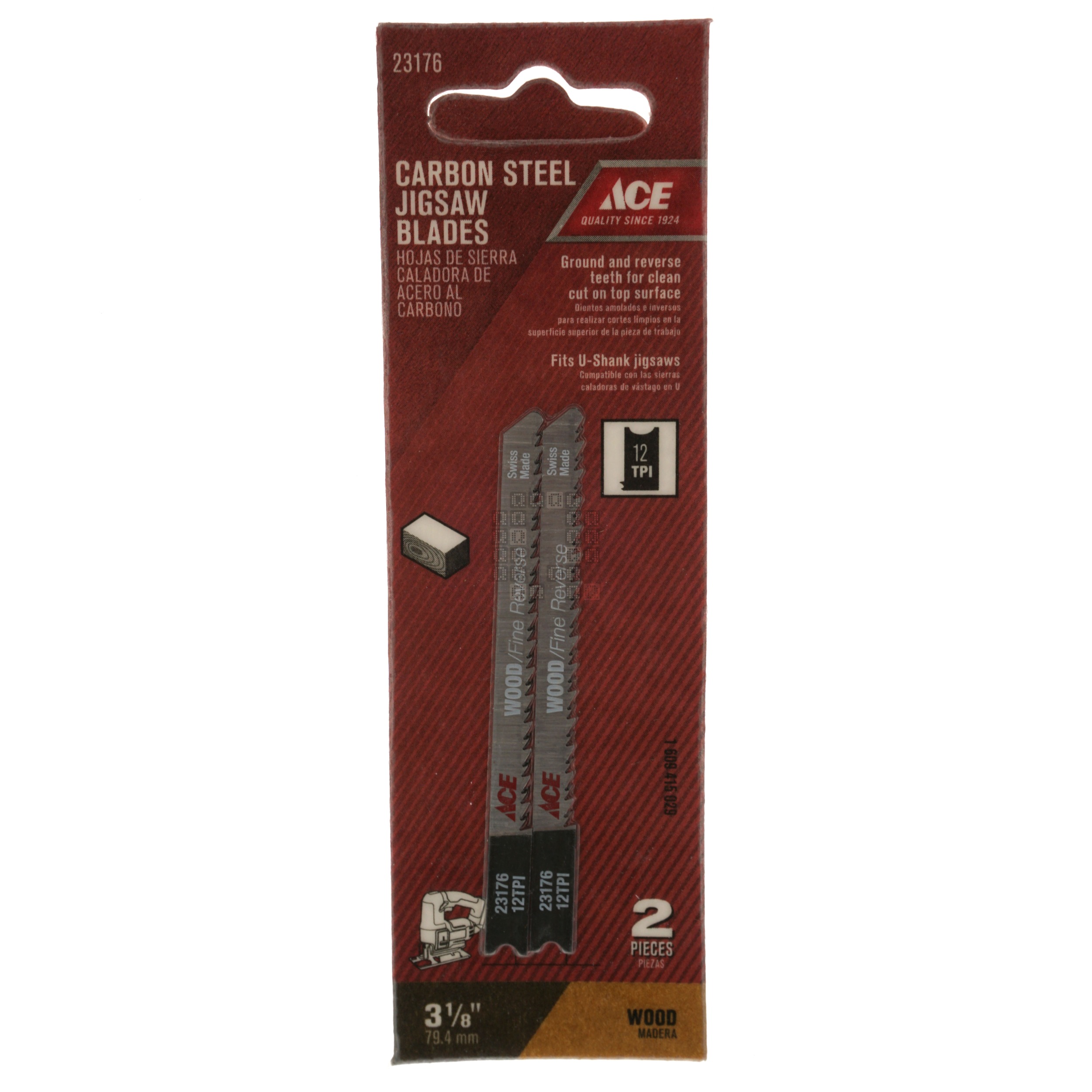 ACE Hardware 23176 Carbon Steel Jigsaw Blades, 12TPI 3-1/8" Length, 2-Pack