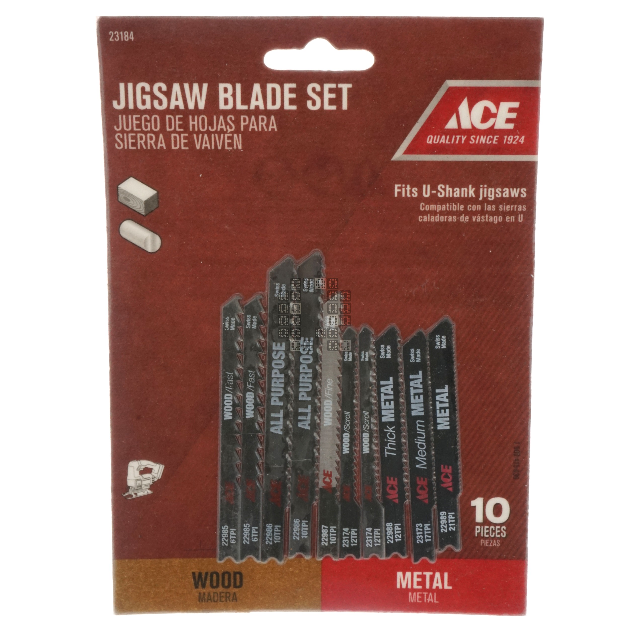 ACE Hardware 23184 10-Piece U-Shank Jigsaw Blade Set, Wood & Metal