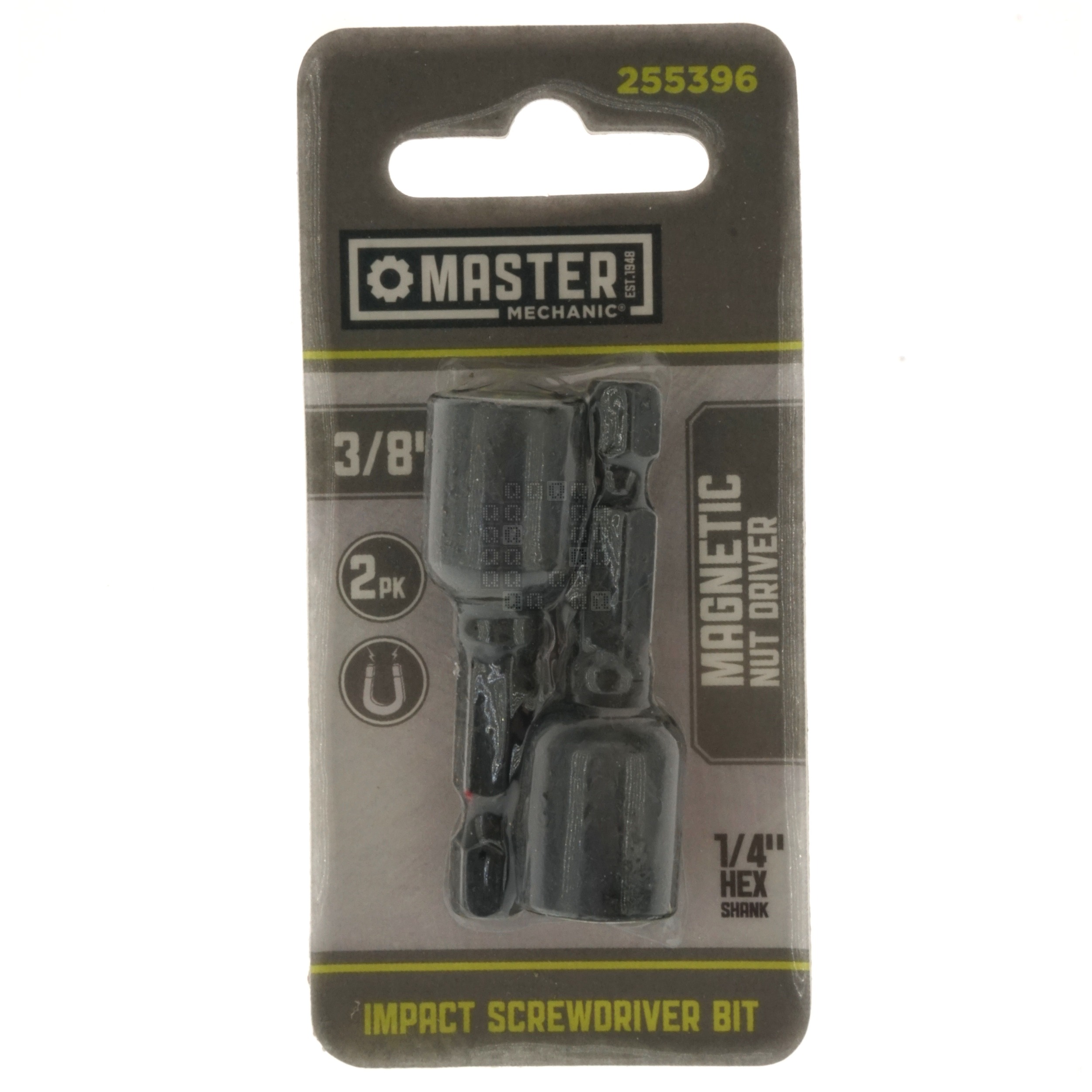 Master Mechanic 255396 3/8" Magnetic Hex Nut Driver, 1/4" Hex Shank, 2-Pack