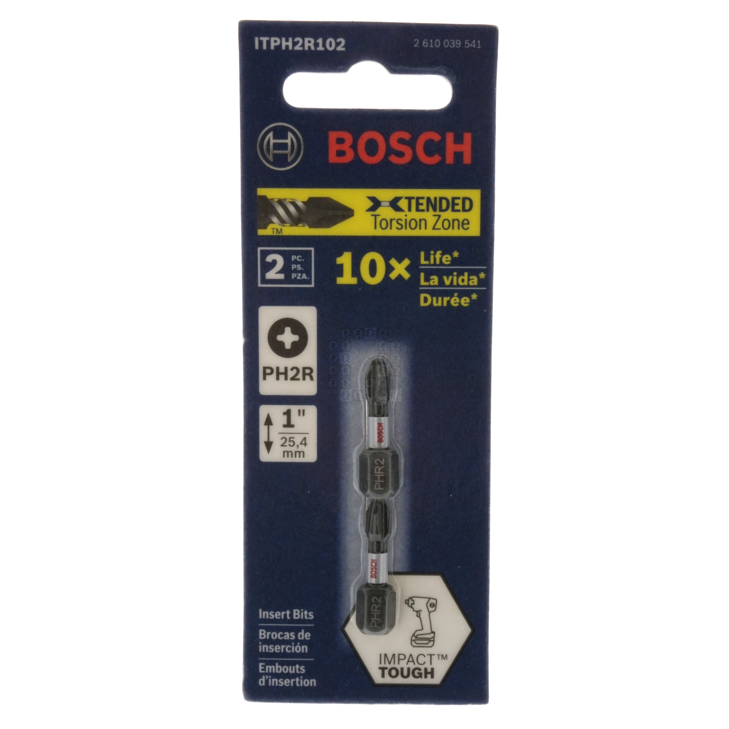 Bosch ITPH2R102 Impact Tough PH2R #2 Phillips Insert Bits, 1" Length, 2-Pack