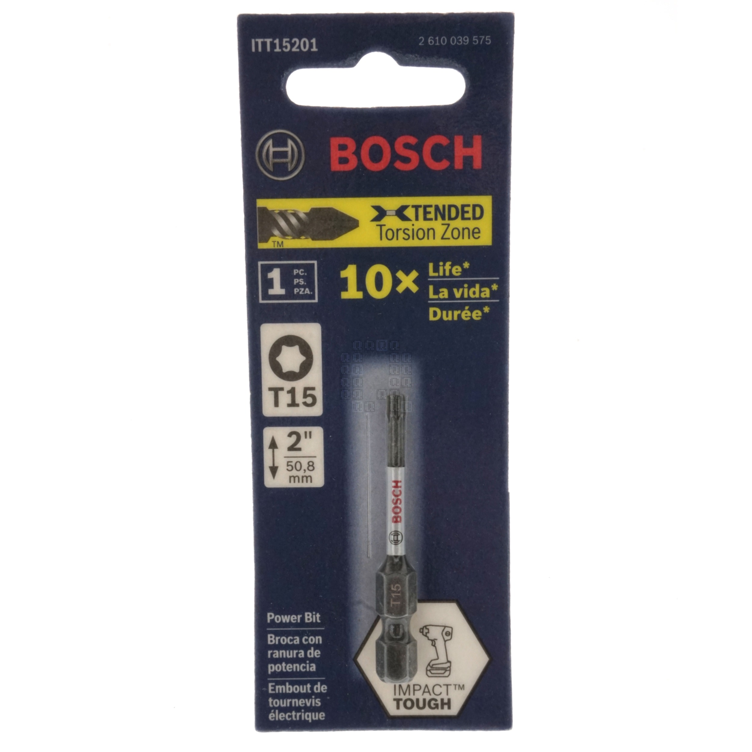 Bosch ITT15201 Impact Tough T15 TORX Insert Power Bit, 2" Length, 2610039575