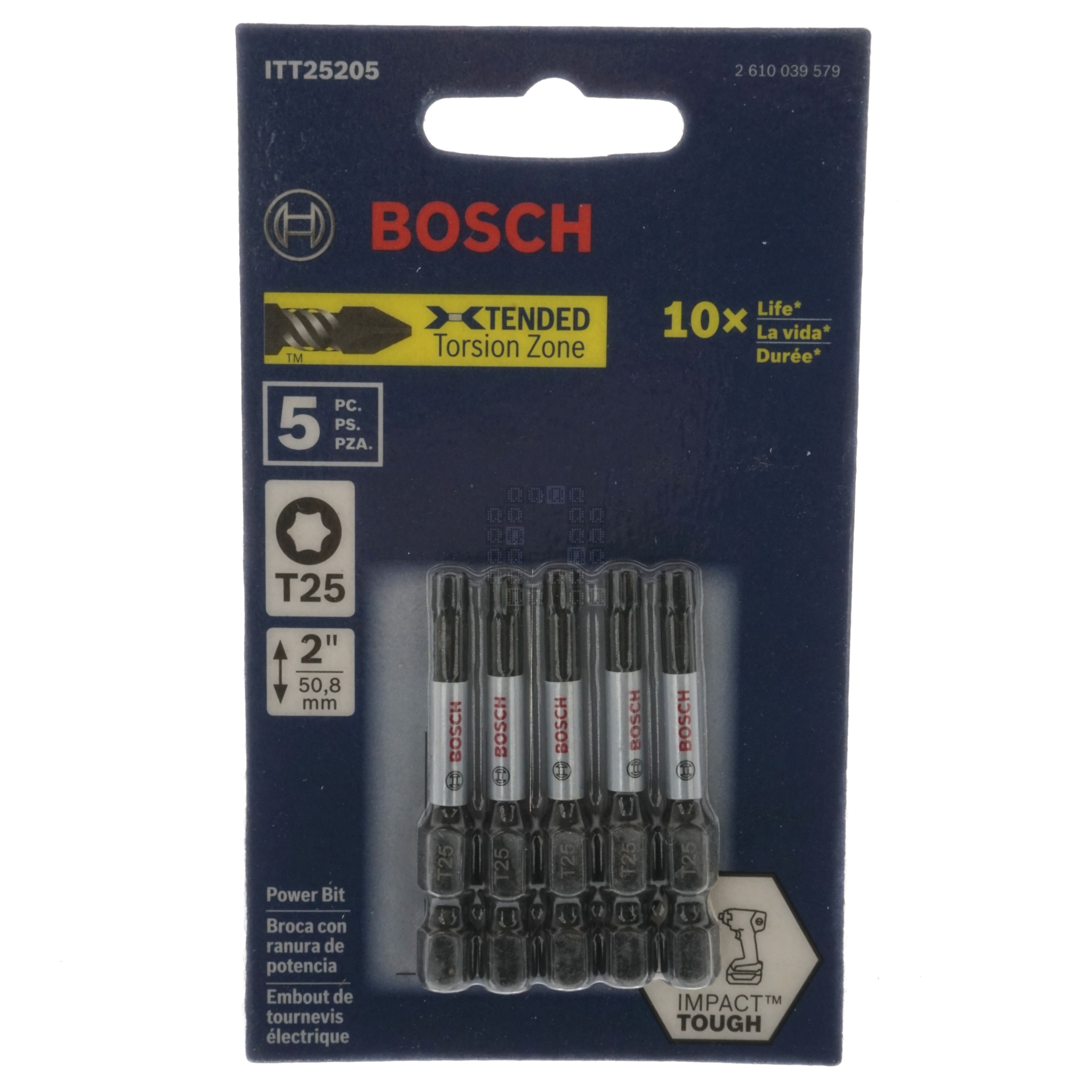 Bosch 2610039579 ITT25205 Impact Tough T25 TORX Power Bit, 2" Length, 5-Pack