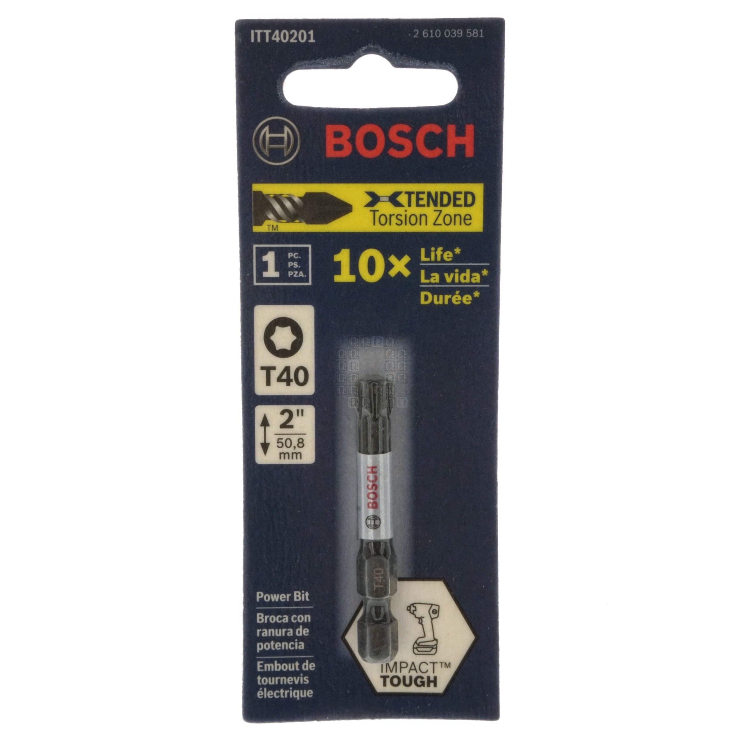 Bosch 2610039581 ITT40201 Impact Tough, T40 TORX Power Bit, 2" Length
