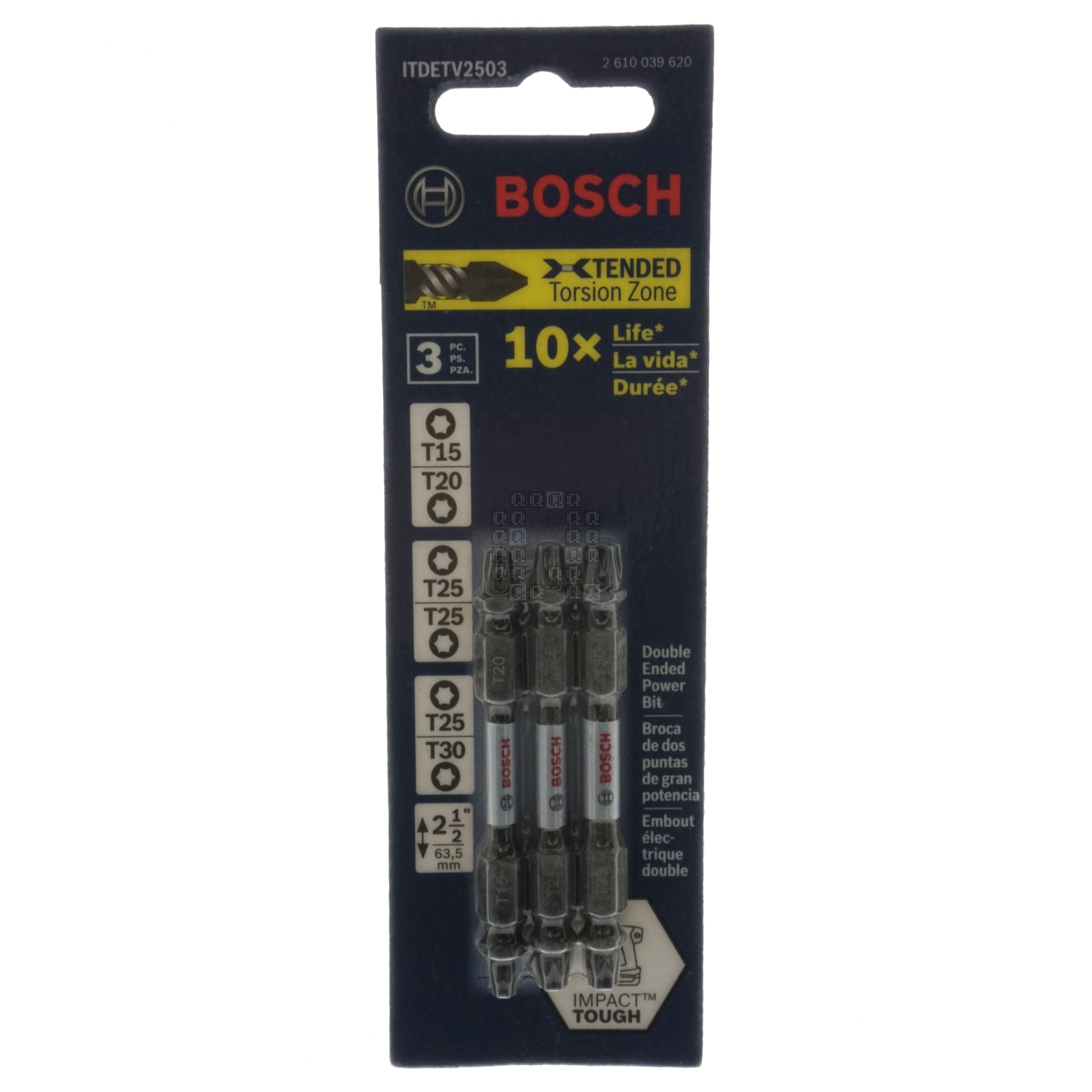 Bosch ITDETV2503 2610039620 Impact Tough Double Ended Power Bit, 2.5" Length