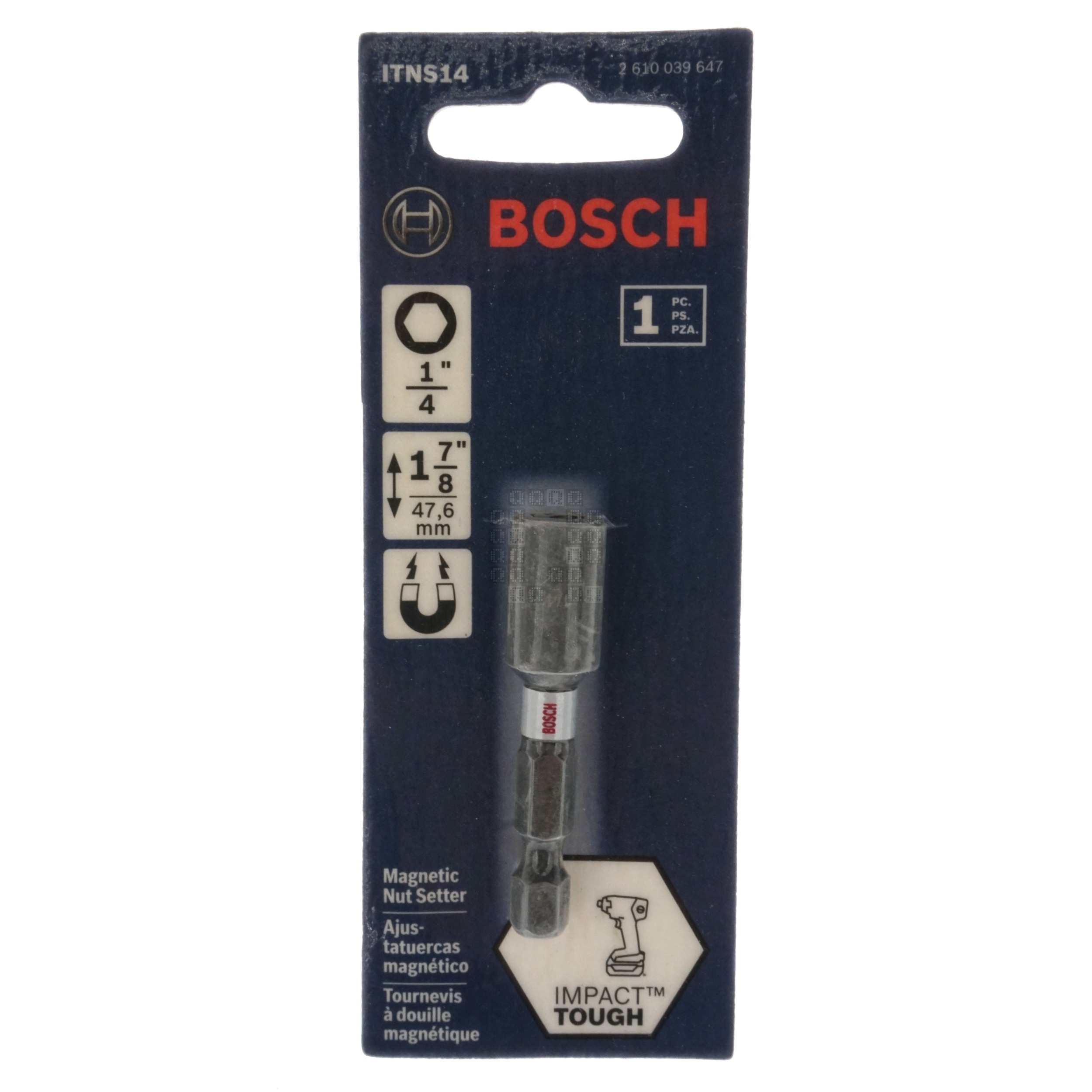 Bosch 2610039647 Impact Tough 1/4" Hex Magnetic Nut Setter, 1-7/8" Length, ITNS14