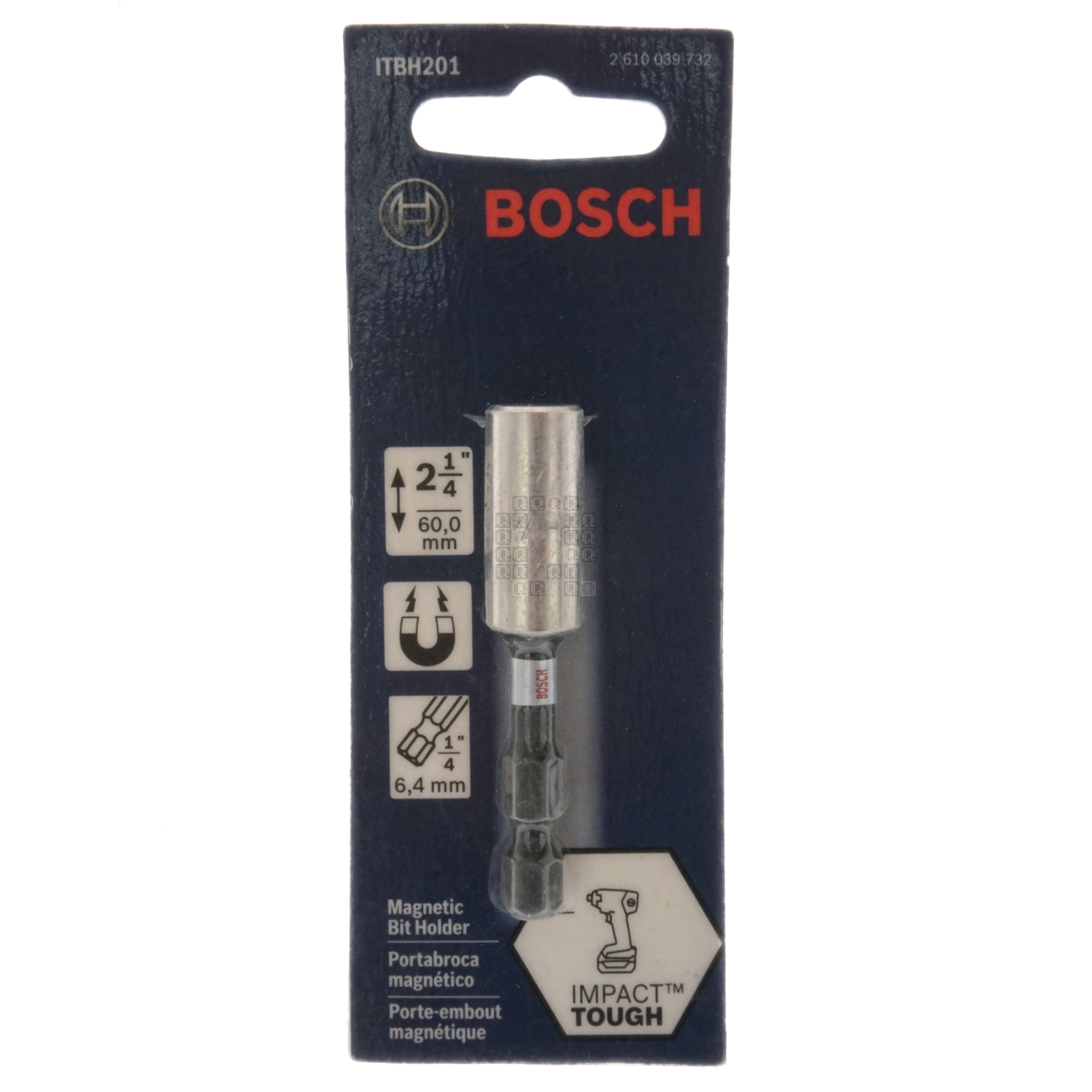 Bosch ITBH201 2610039732 1/4" Hex Impact Tough Magnetic Bit Holder, 2.25" Length