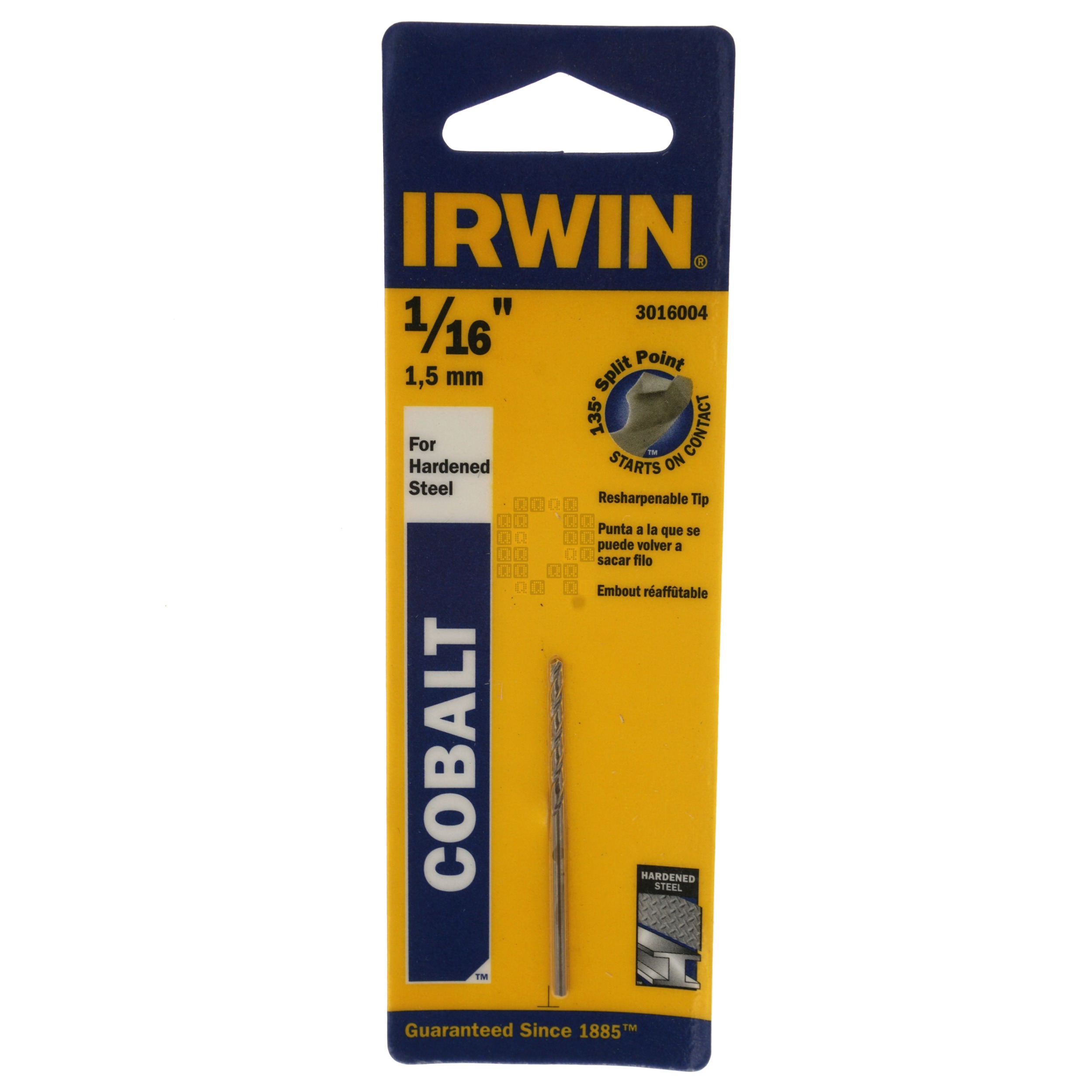 Irwin 3016004 Jobber Length 1/16" Cobalt Drill Bit, 135° Standard Tip