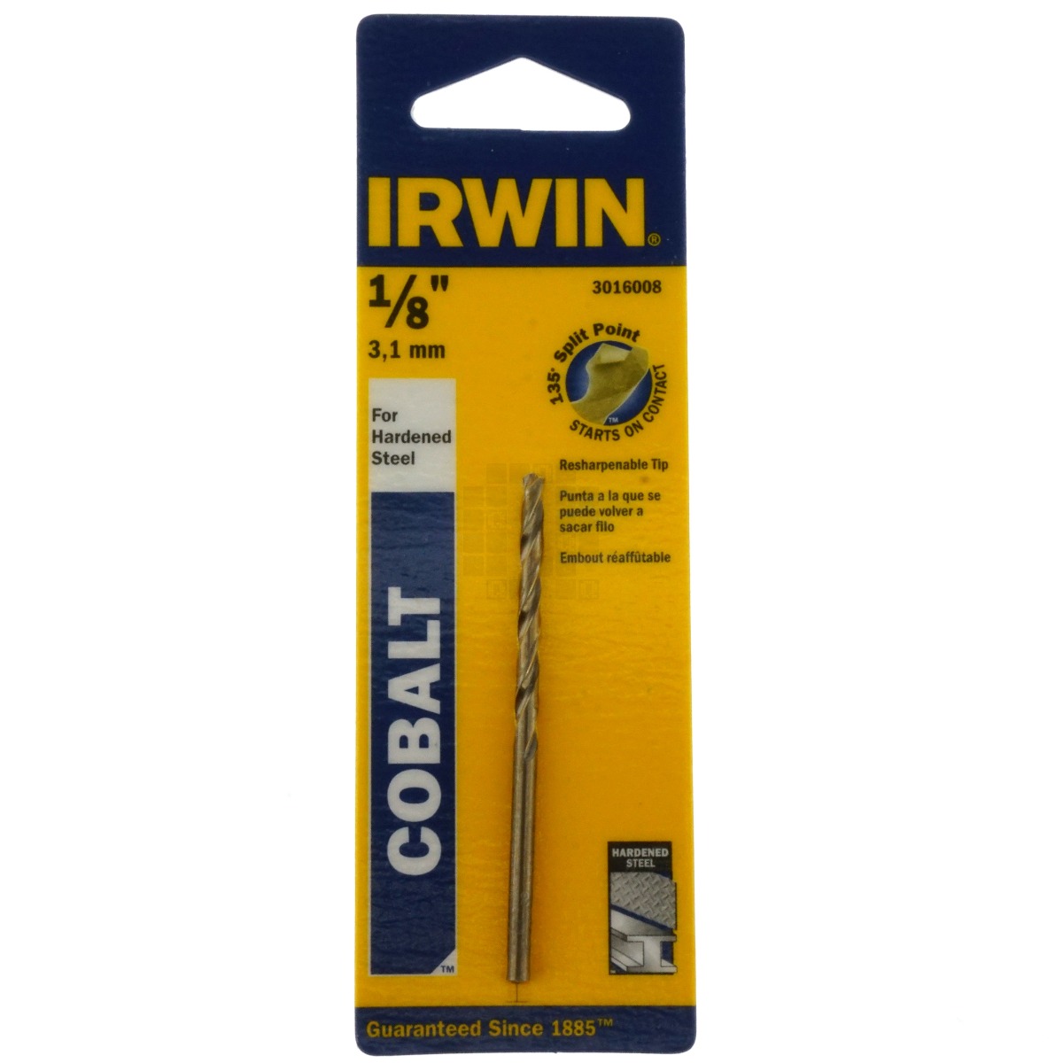 Irwin 3016008 1/8" Cobalt Drill Bit, 135° Split Point