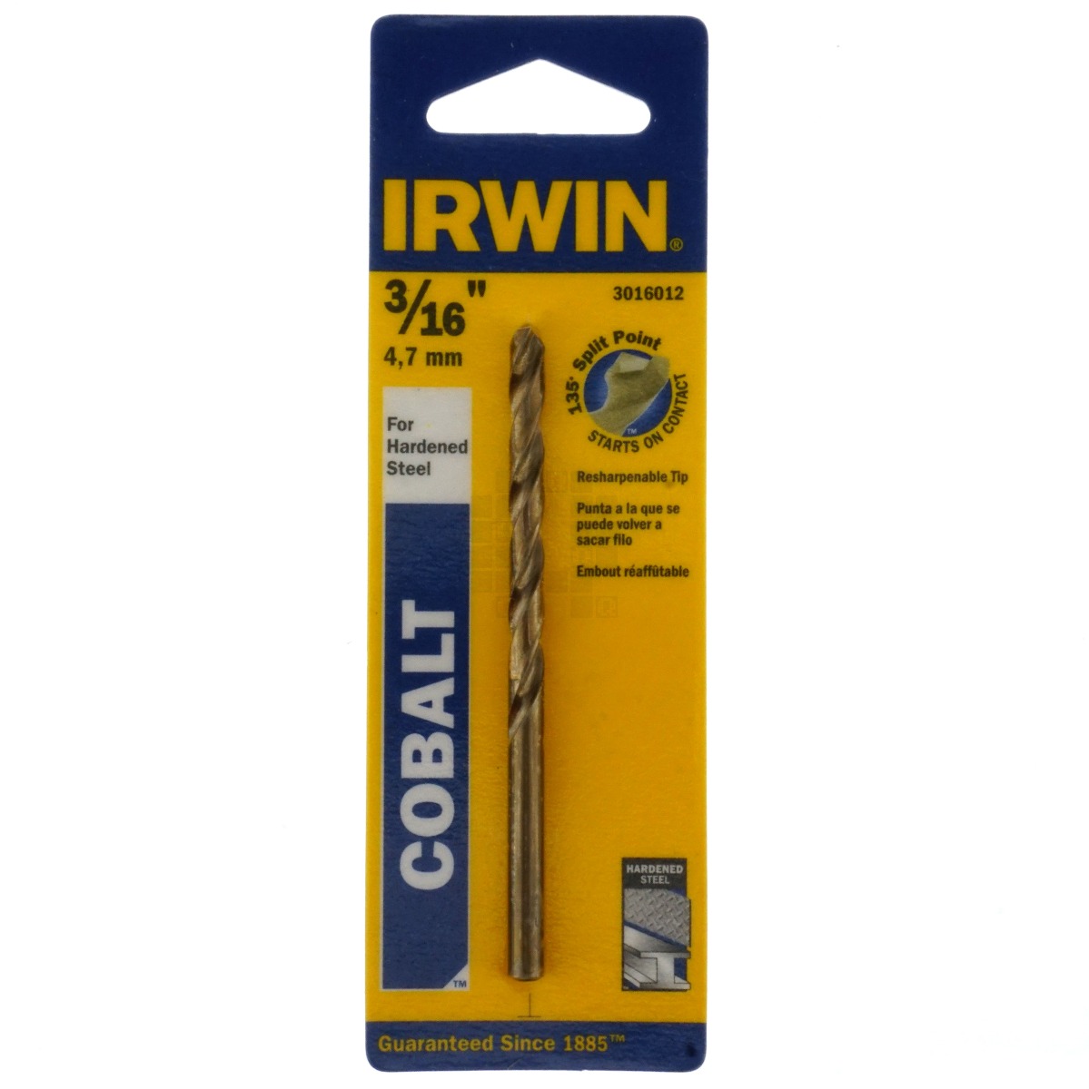 Irwin Industrial Tools 3016012 3/16" Cobalt 135° Split Point Drill Bit
