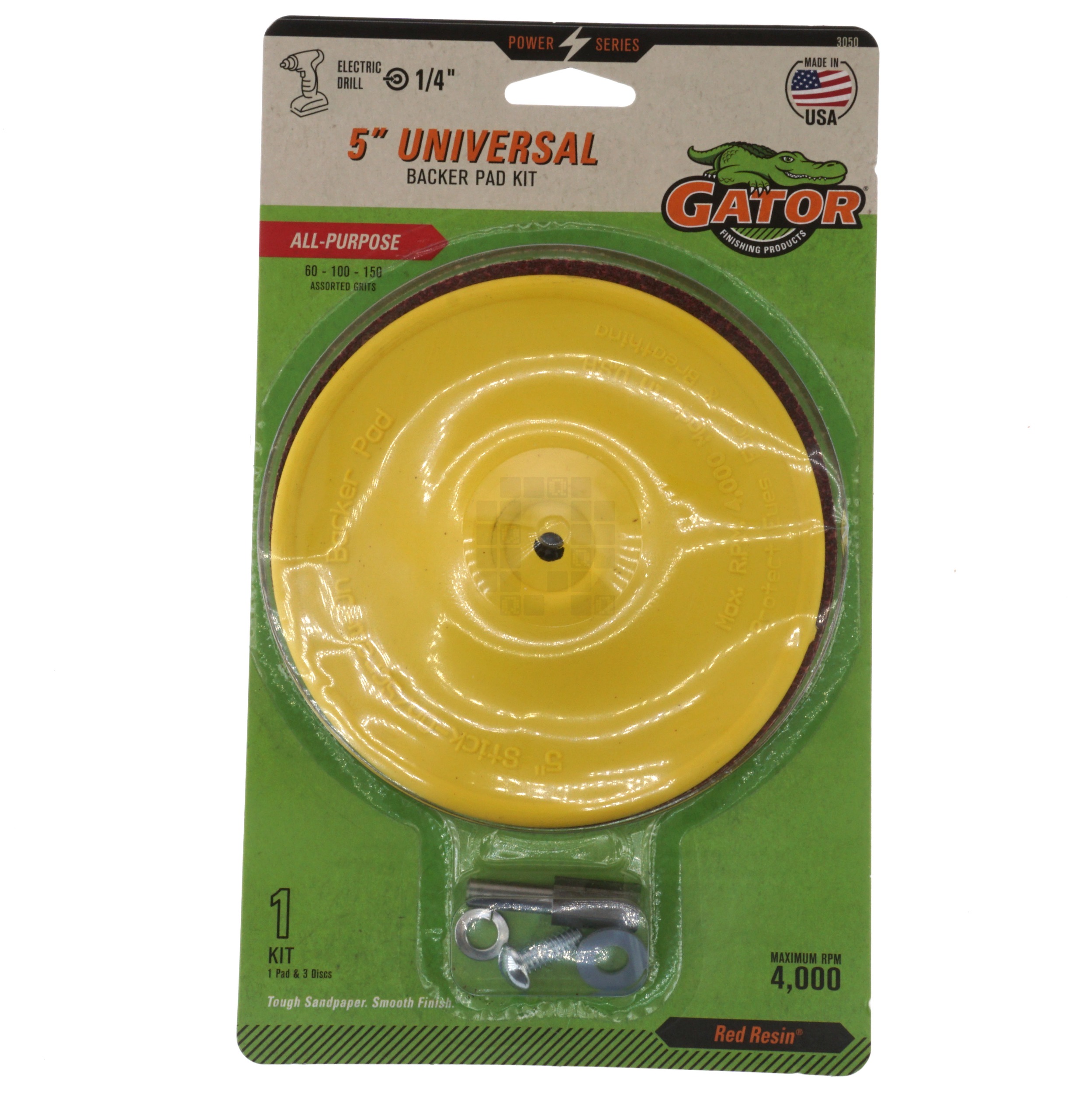 Gator 3050 5" Universal Backer Pad Kit with 60/100/150 Grit Sandpaper