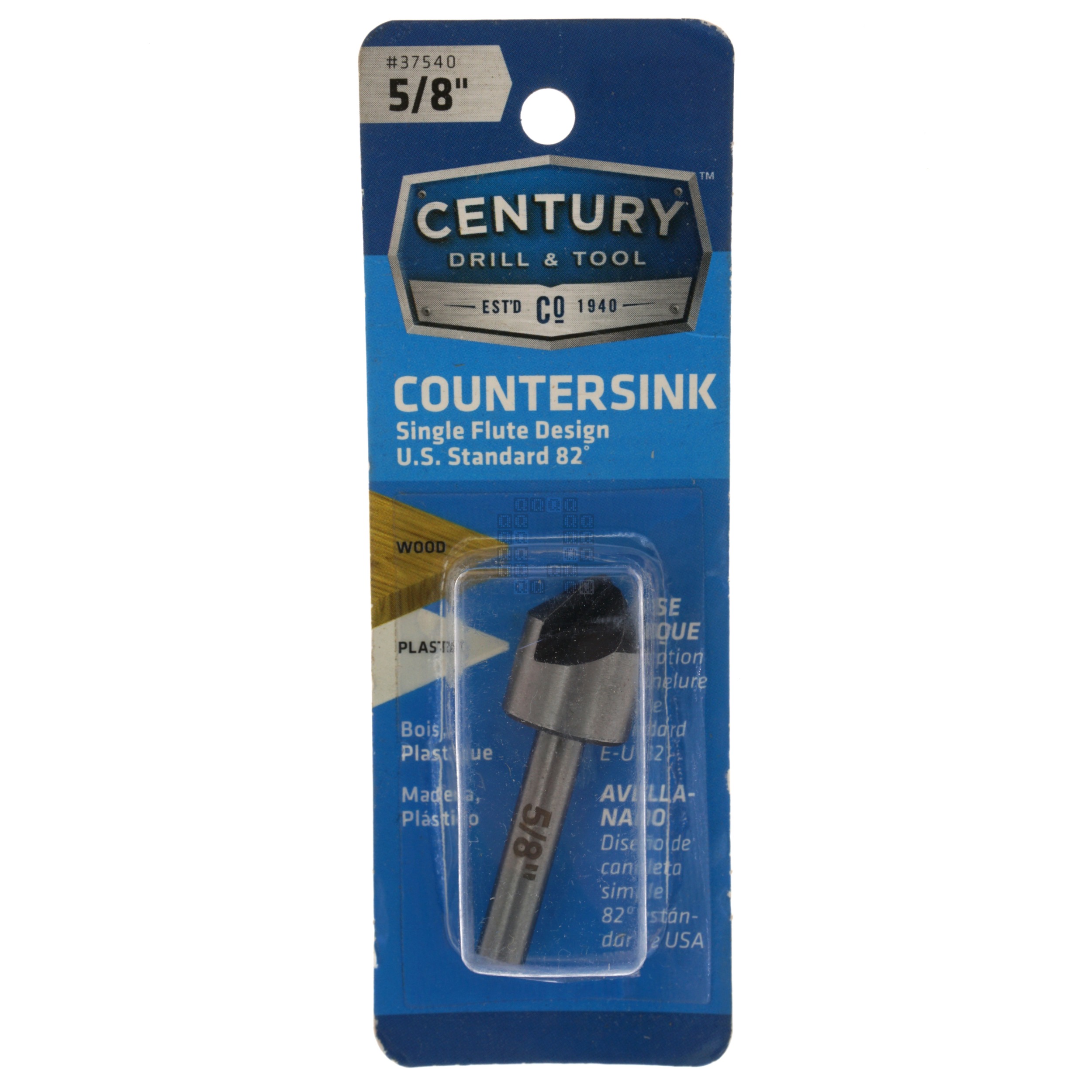 Century Drill & Tool 37540 5/8" Countersink, Single Flute 82°, Carbon Alloy