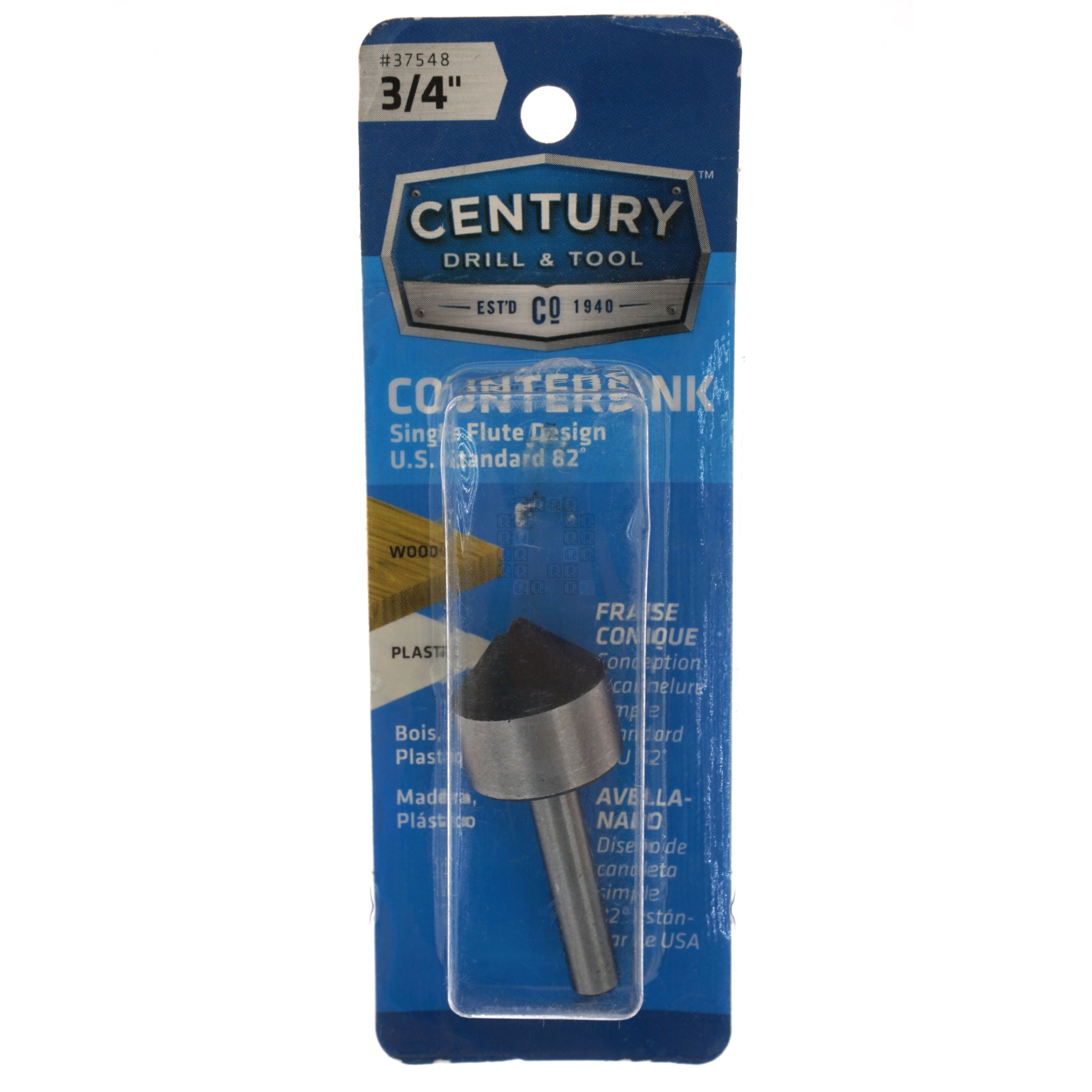 Century Drill & Tool 37548 3/4" Countersink, Single Flute 82°, Carbon Alloy