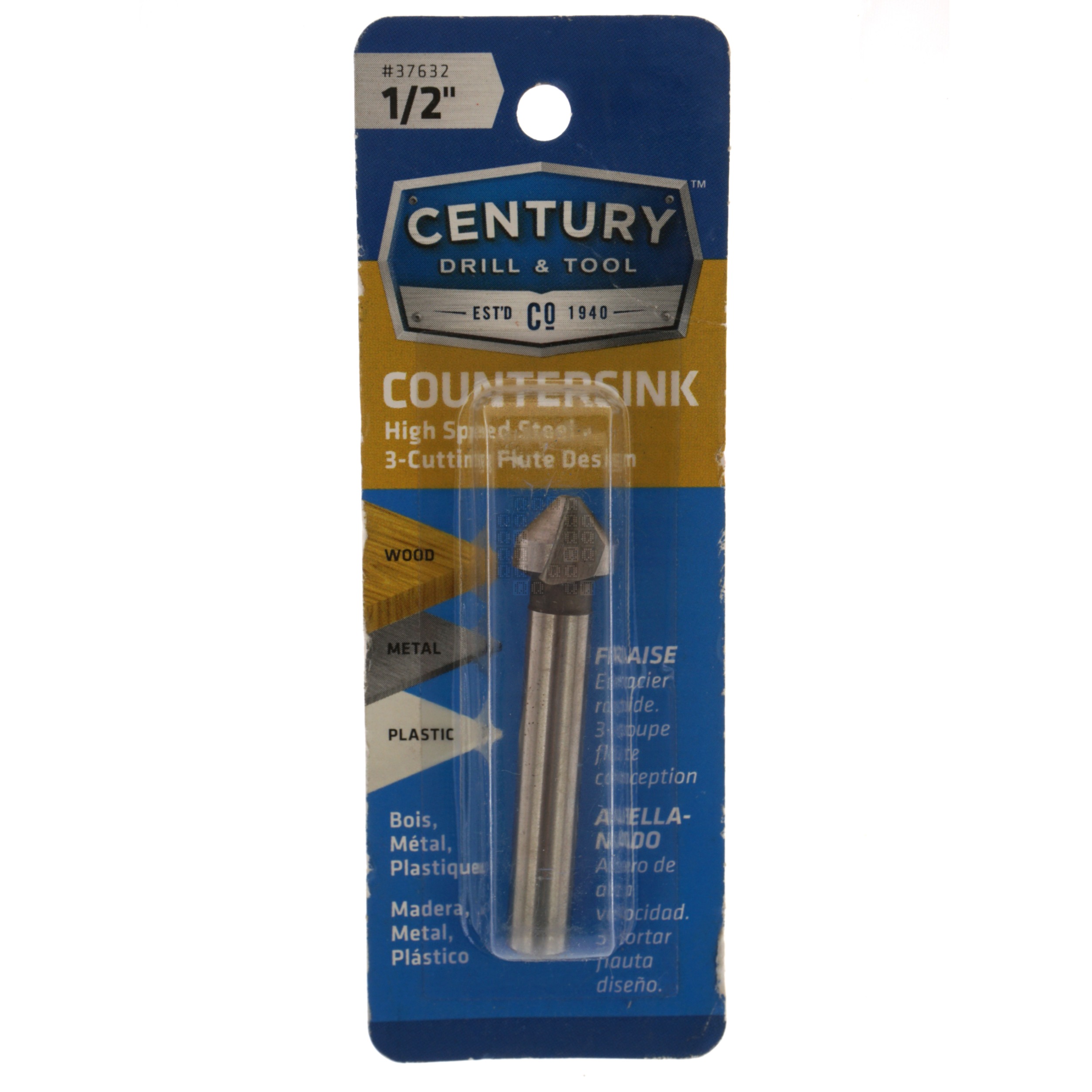 Century Drill & Tool 37632 High Speed Steel HSS Countersink, 1/2" Diameter