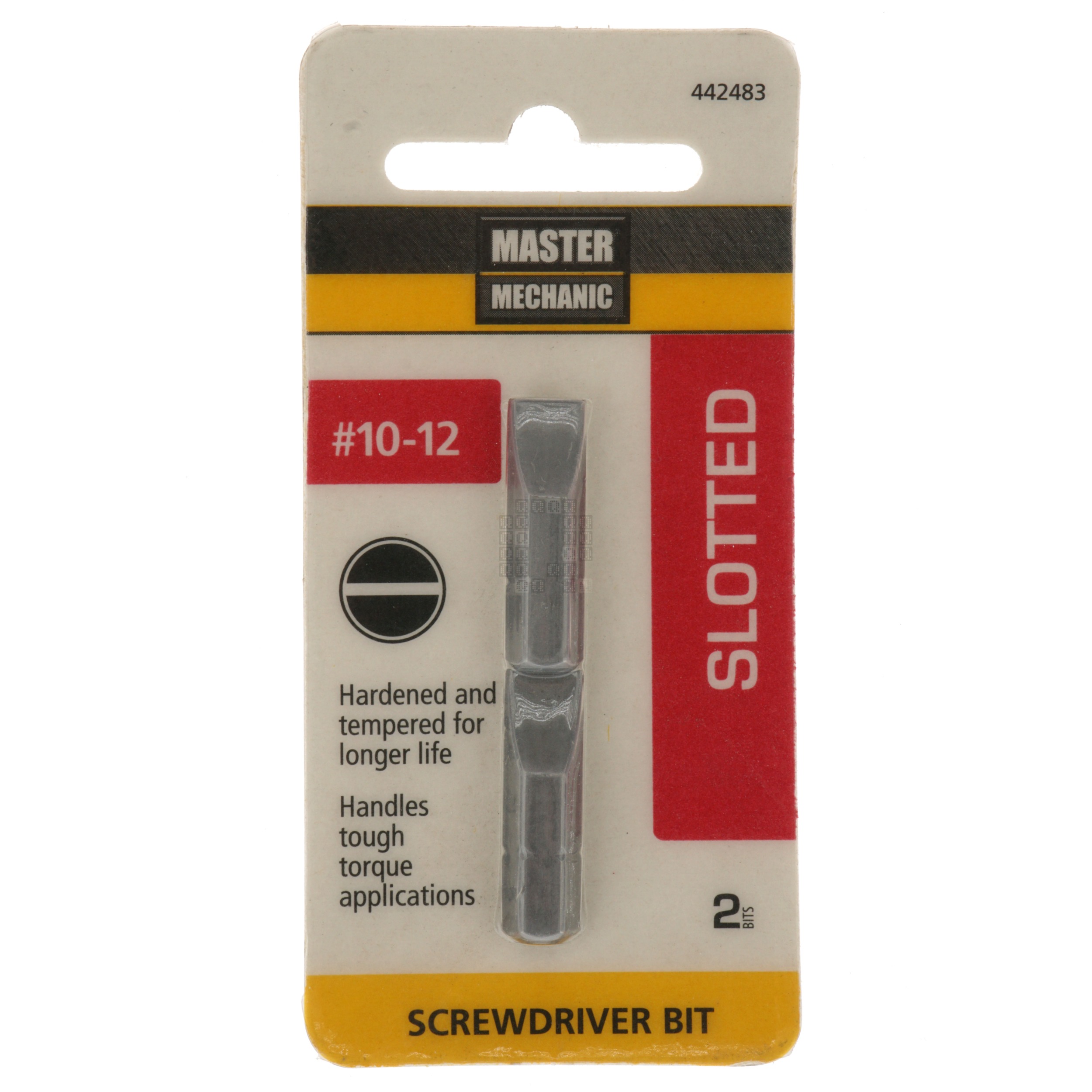 Master Mechanic 442483 #10-12 Slotted Screwdriver Bit, 1" Length, 2-Pack