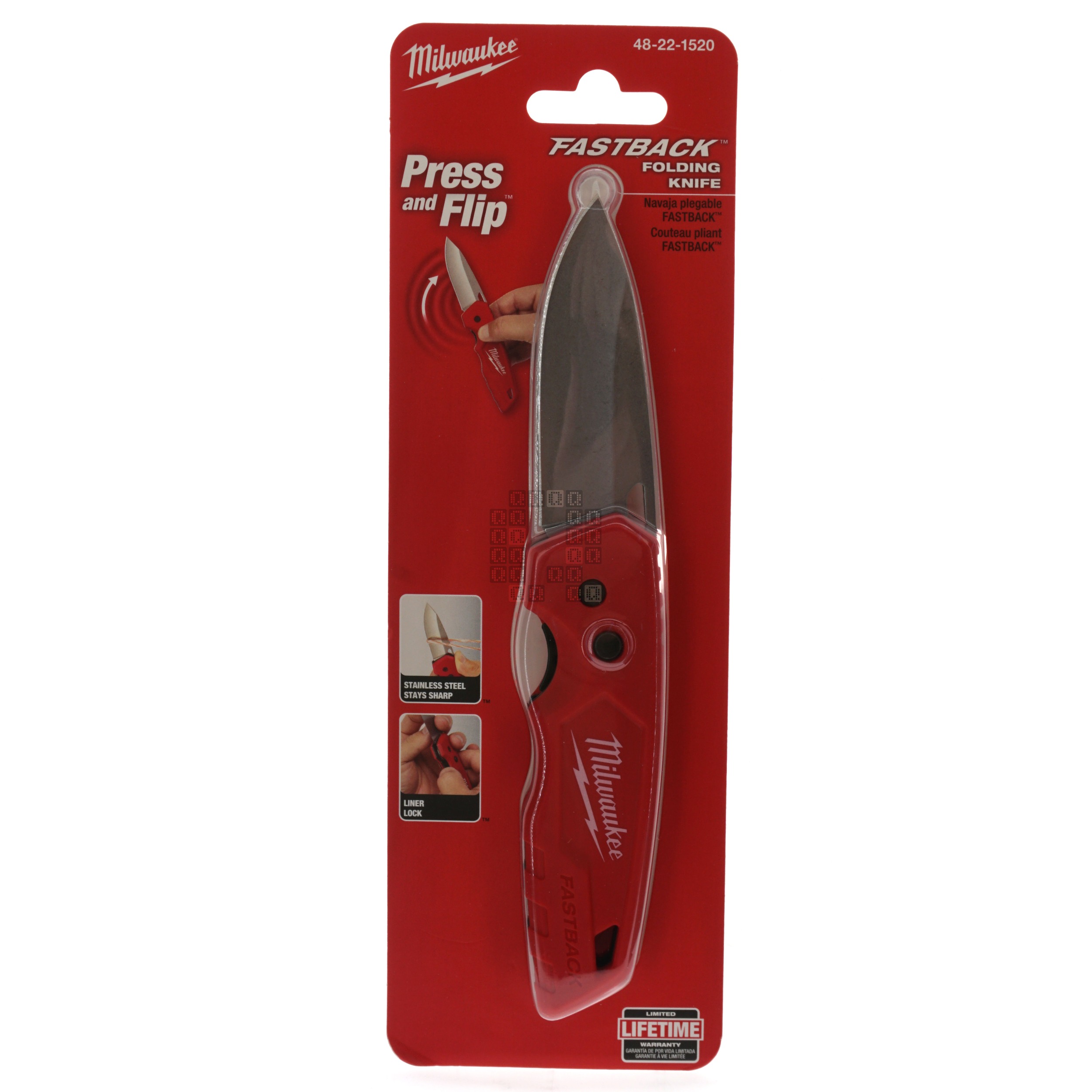 Milwaukee Tool 48-22-1520 FASTBACK Folding Knife with Belt Clip