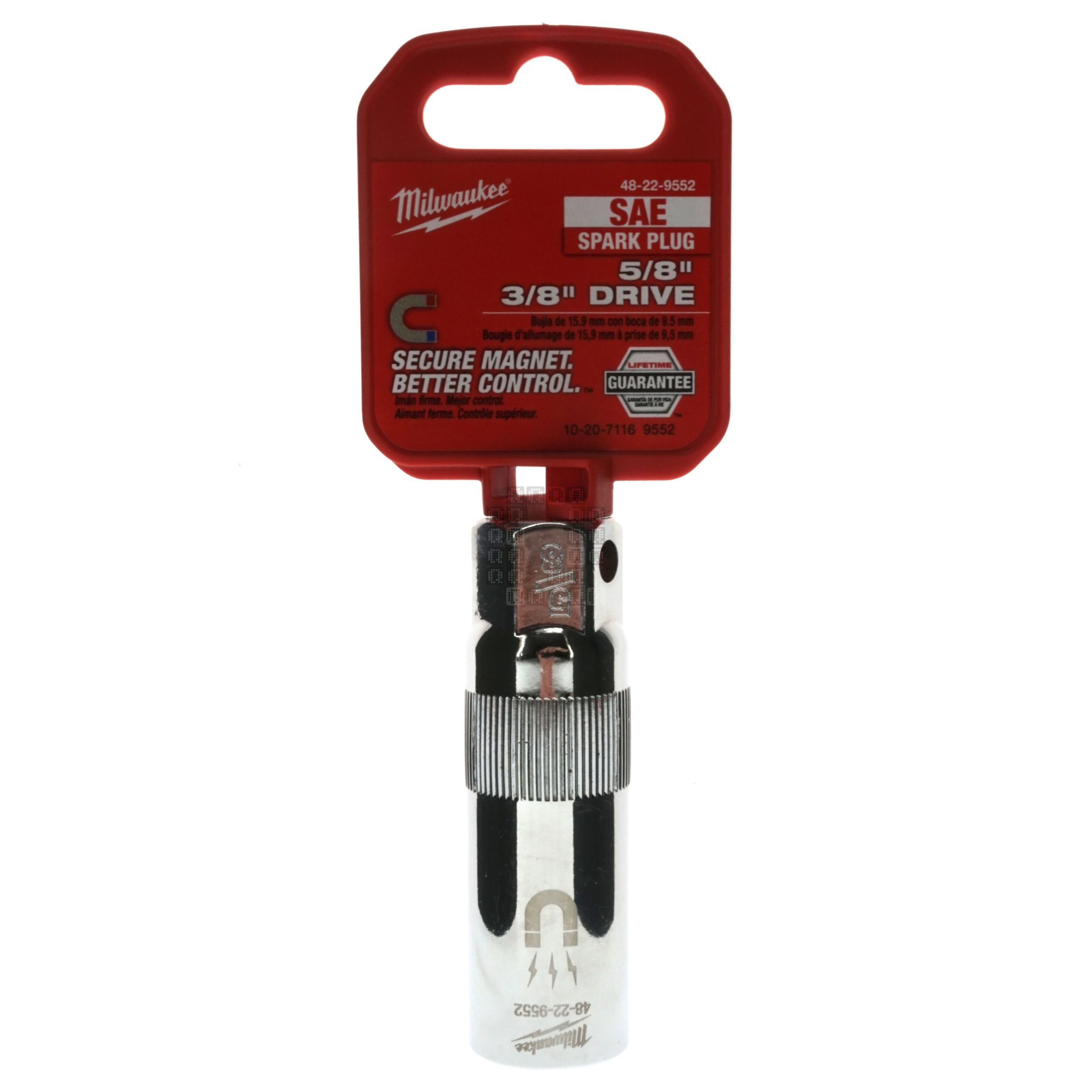 Milwaukee Tool 48-22-9552 3/8" Drive 5/8" Magnetic Spark Plug Chrome Socket SAE