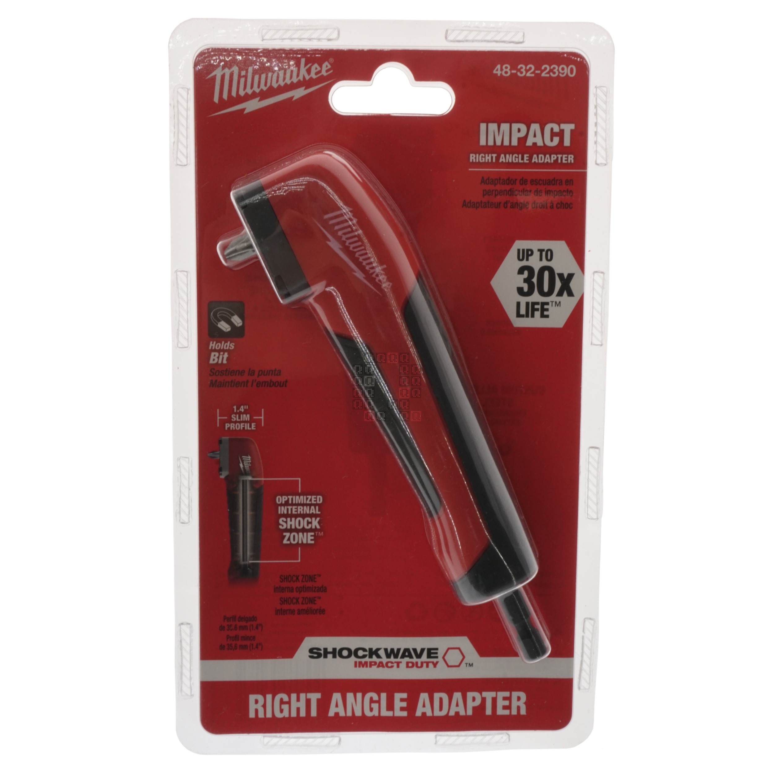 Milwaukee Tool 48-32-2390 SHOCKWAVE 1/4" Hex Impact Right Angle Adapter