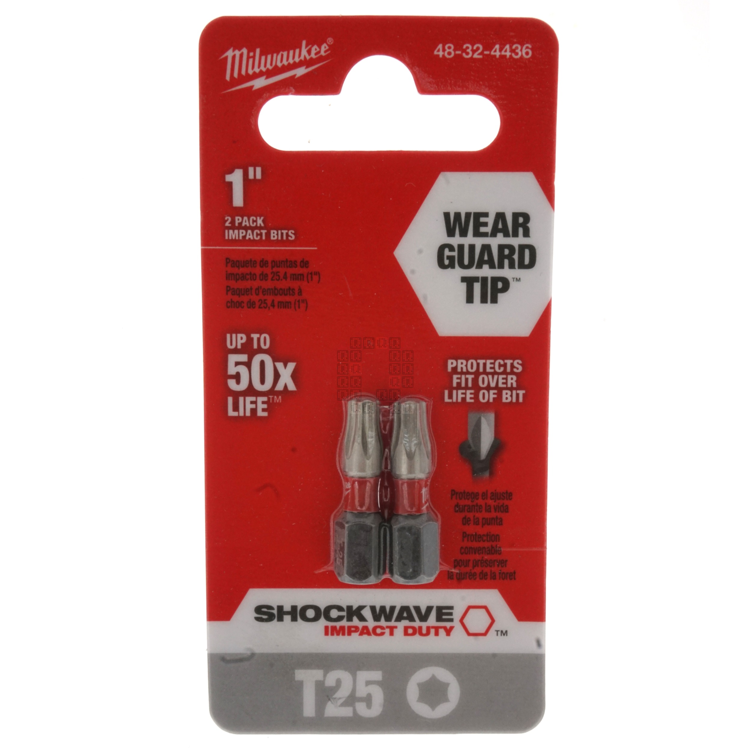 Milwaukee Tool 48-32-4436 SHOCKWAVE Impact TORX T25 Insert Bits, 2-Pack, 1" Length
