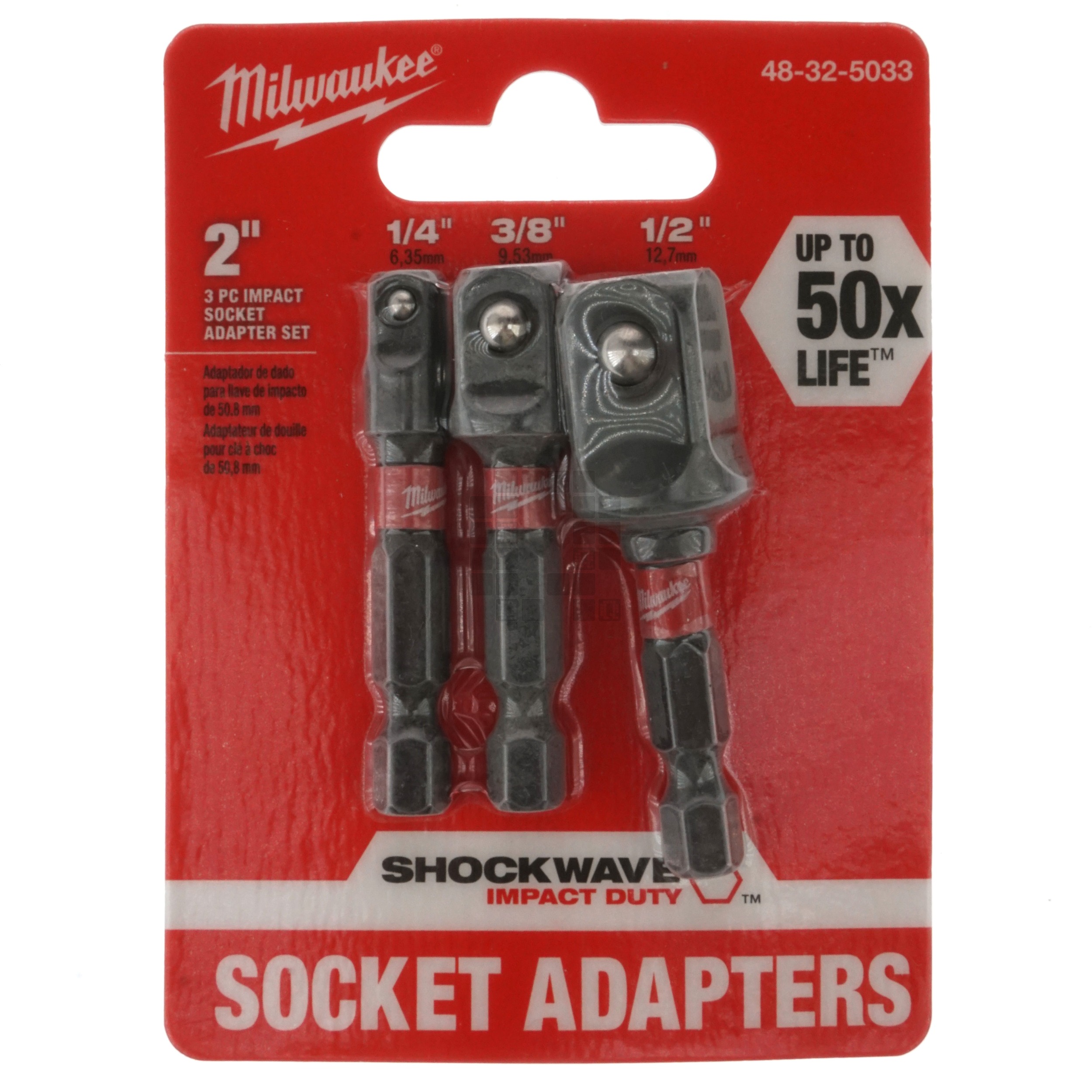 Milwaukee 48-32-5033 SHOCKWAVE Impact Duty 2" Socket Adapter 3-Piece Set