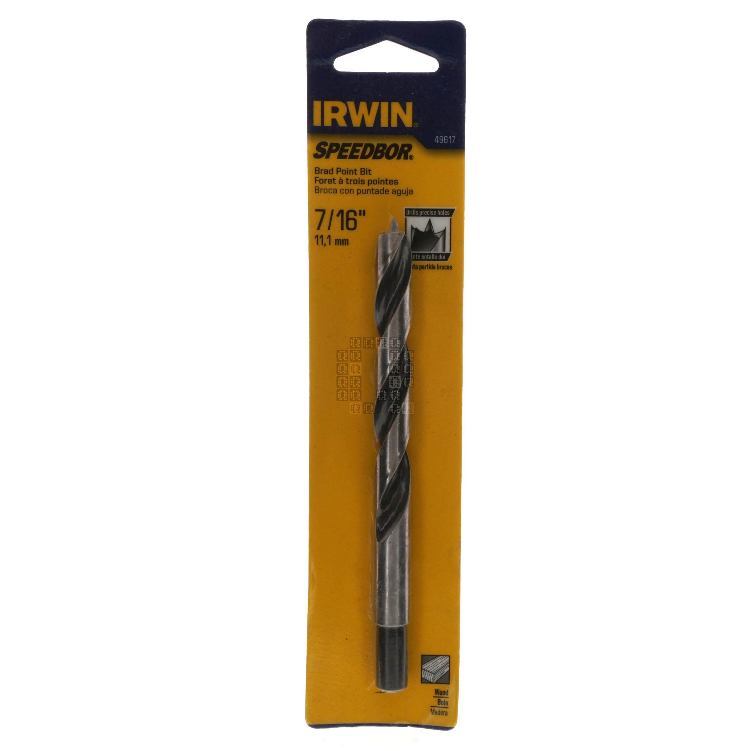 Irwin Tools 49617 7/16" SPEEDBOR Brad Point Drill Bit, 3/8" Reduced Shank