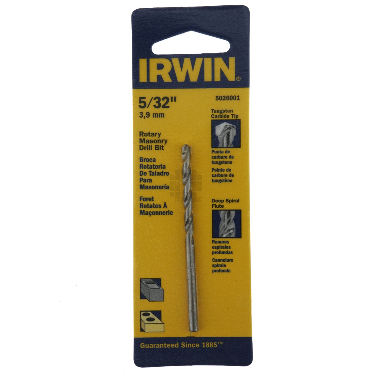 Irwin 5026001 5/32" Rotary Masonry Tungsten Carbide Tip Drill Bit
