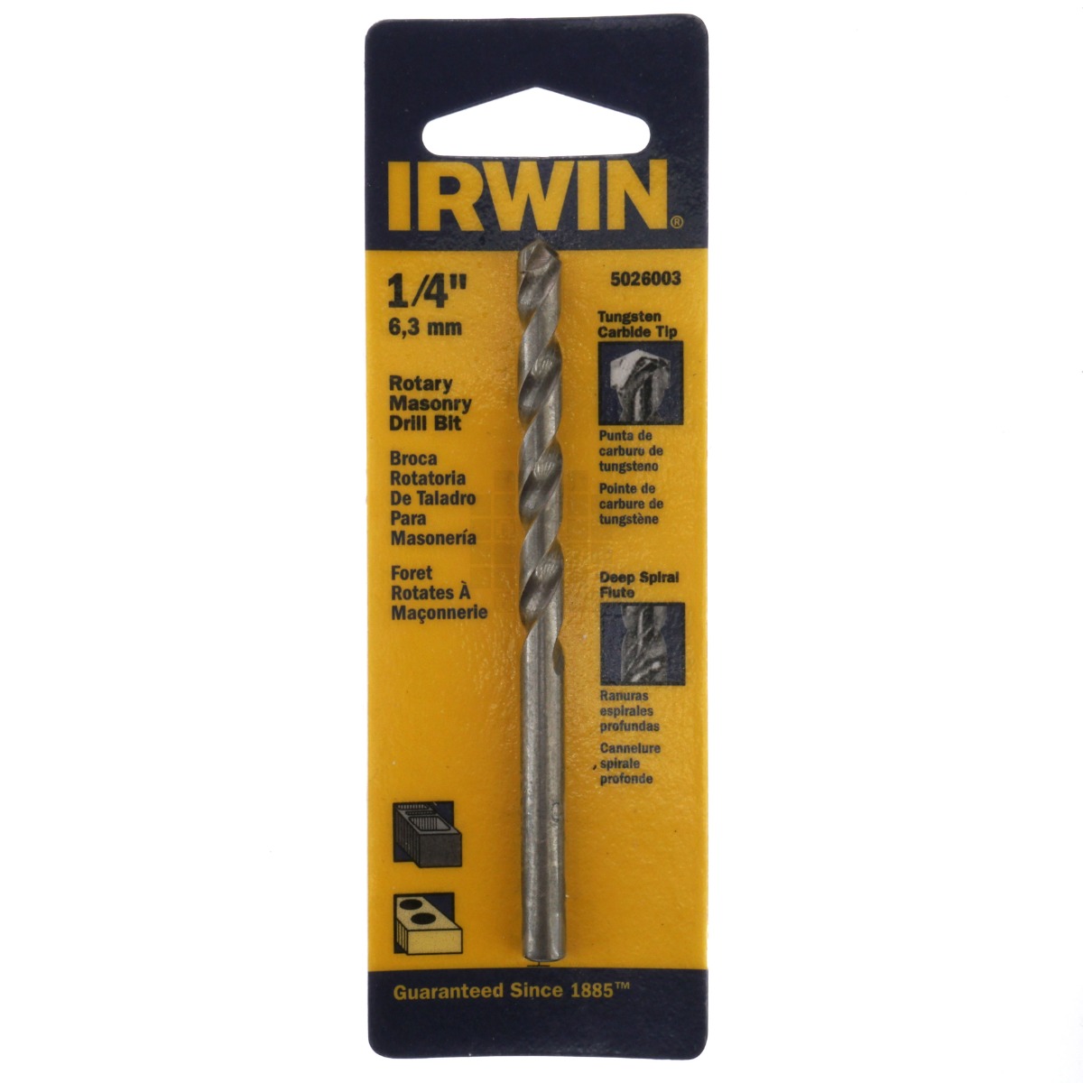 Irwin 5026003 1/4" Rotary Masonry Drill Bit, Tungsten Carbide Tip