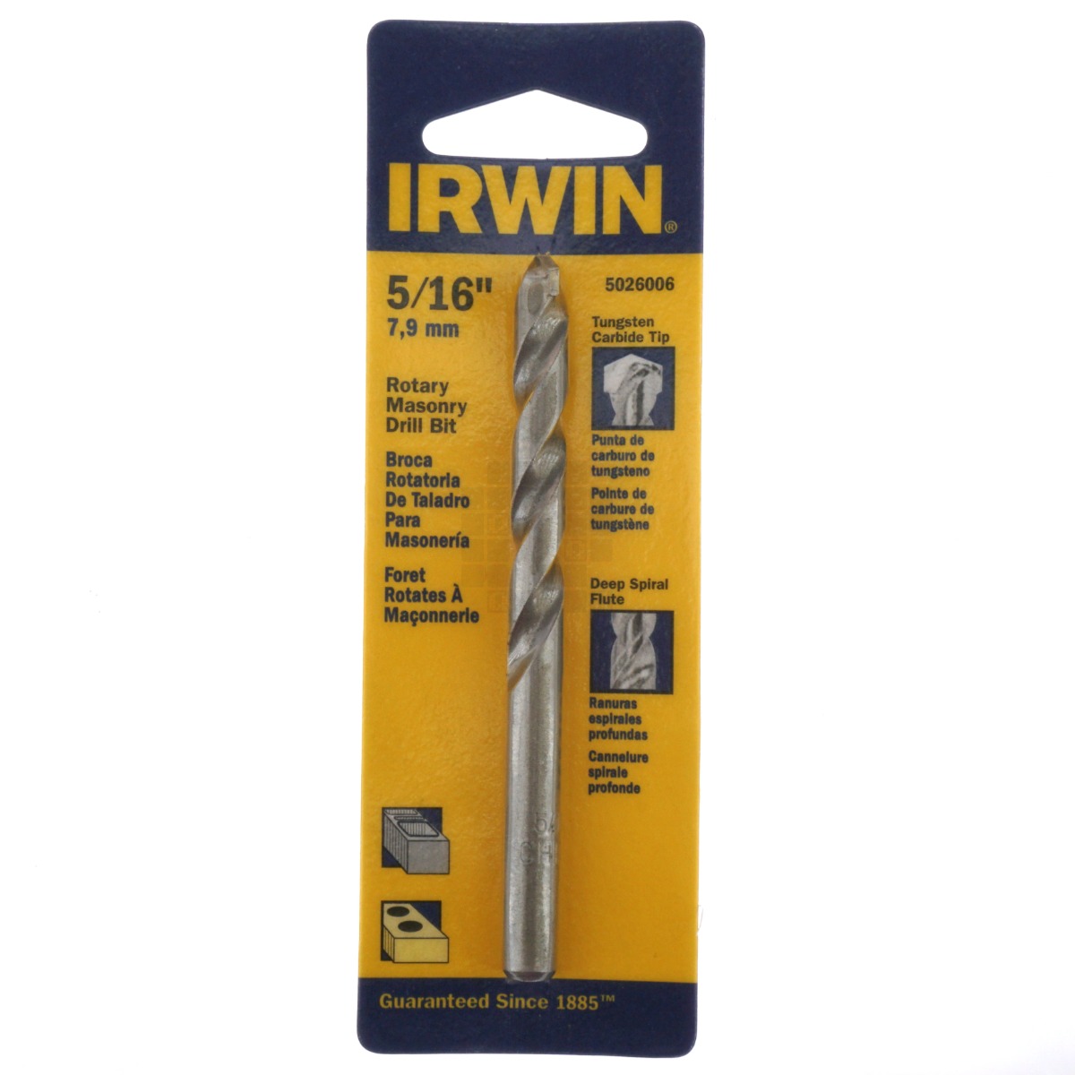 Irwin 5026006 5/16" Rotary Masonry Drill Bit, Tungsten Carbide Tip