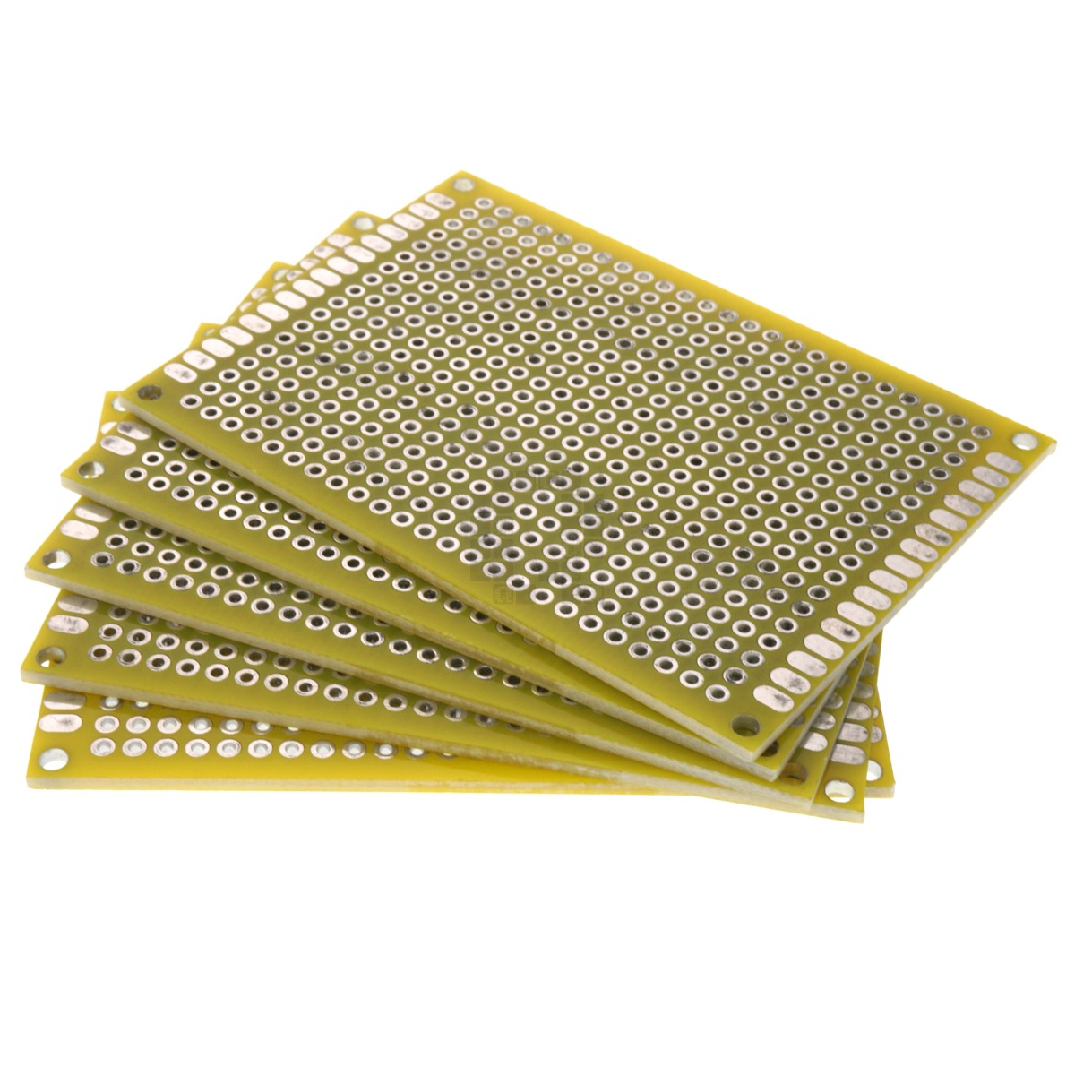 5cm x 7cm Yellow PCB Printed Circuit Board, 5 Pack, 432 Holes, 32 Pads