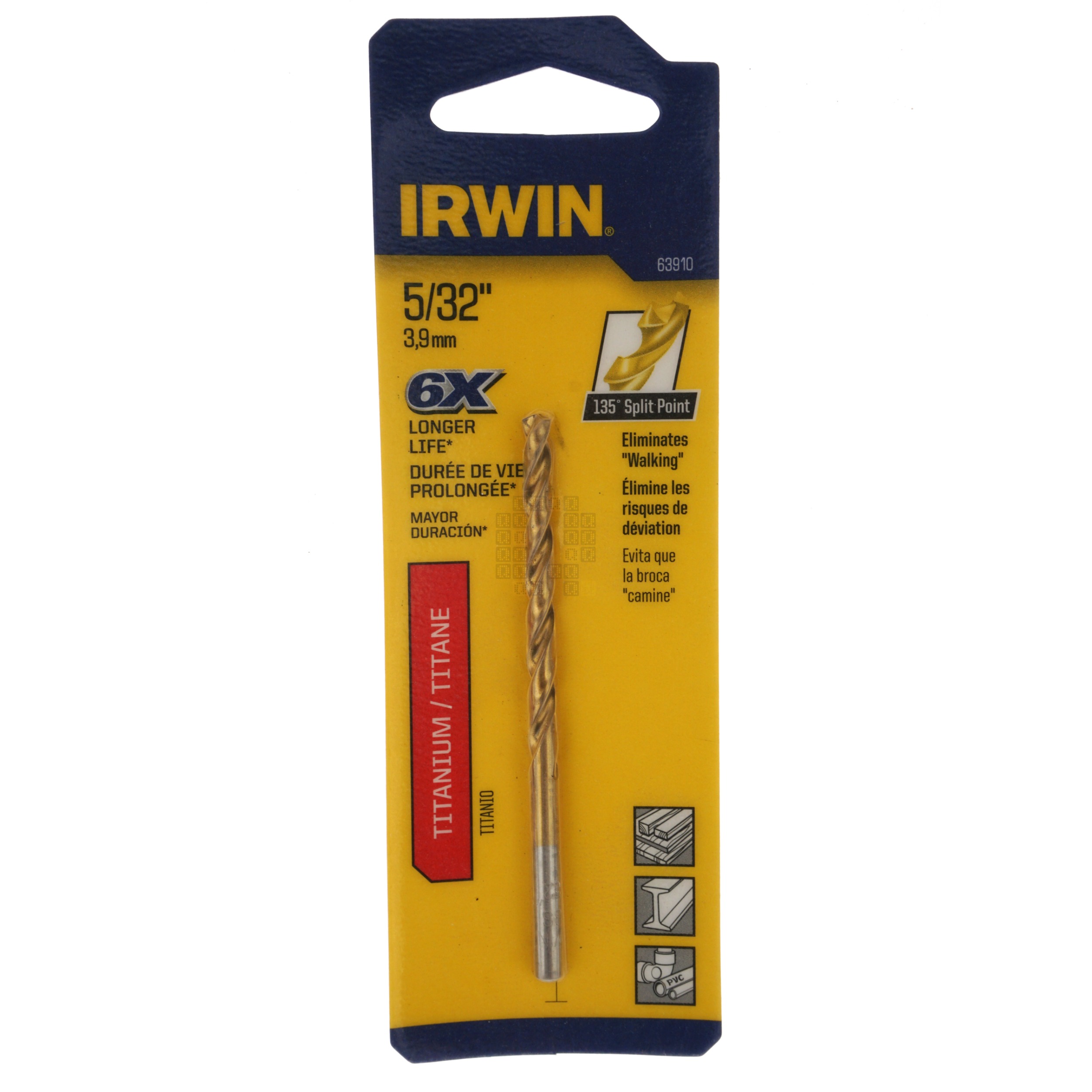 Irwin 63910 5/32" Titanium Coated 135° Split Point Drill Bit