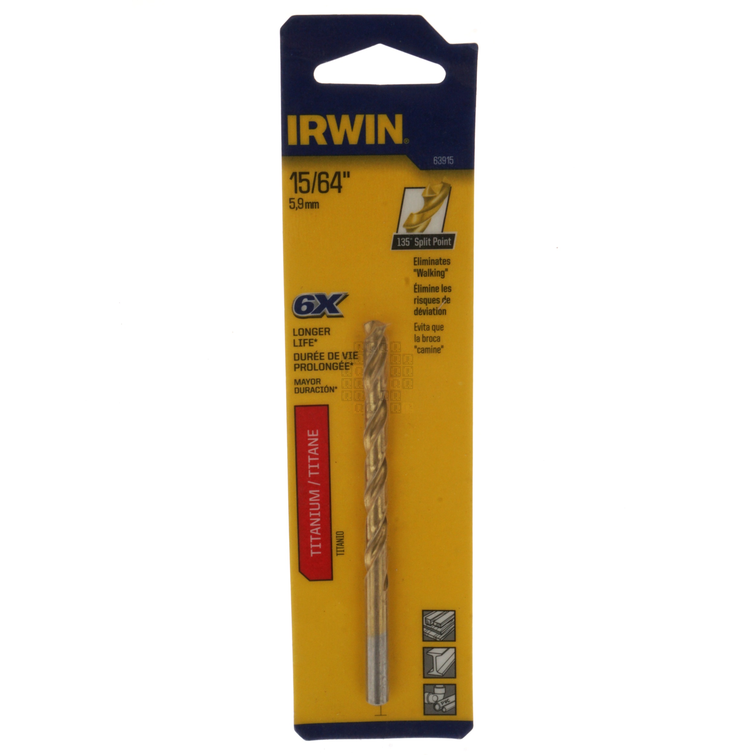 Irwin 63915 15/64" Titanium Coated 135° Split Point Drill Bit