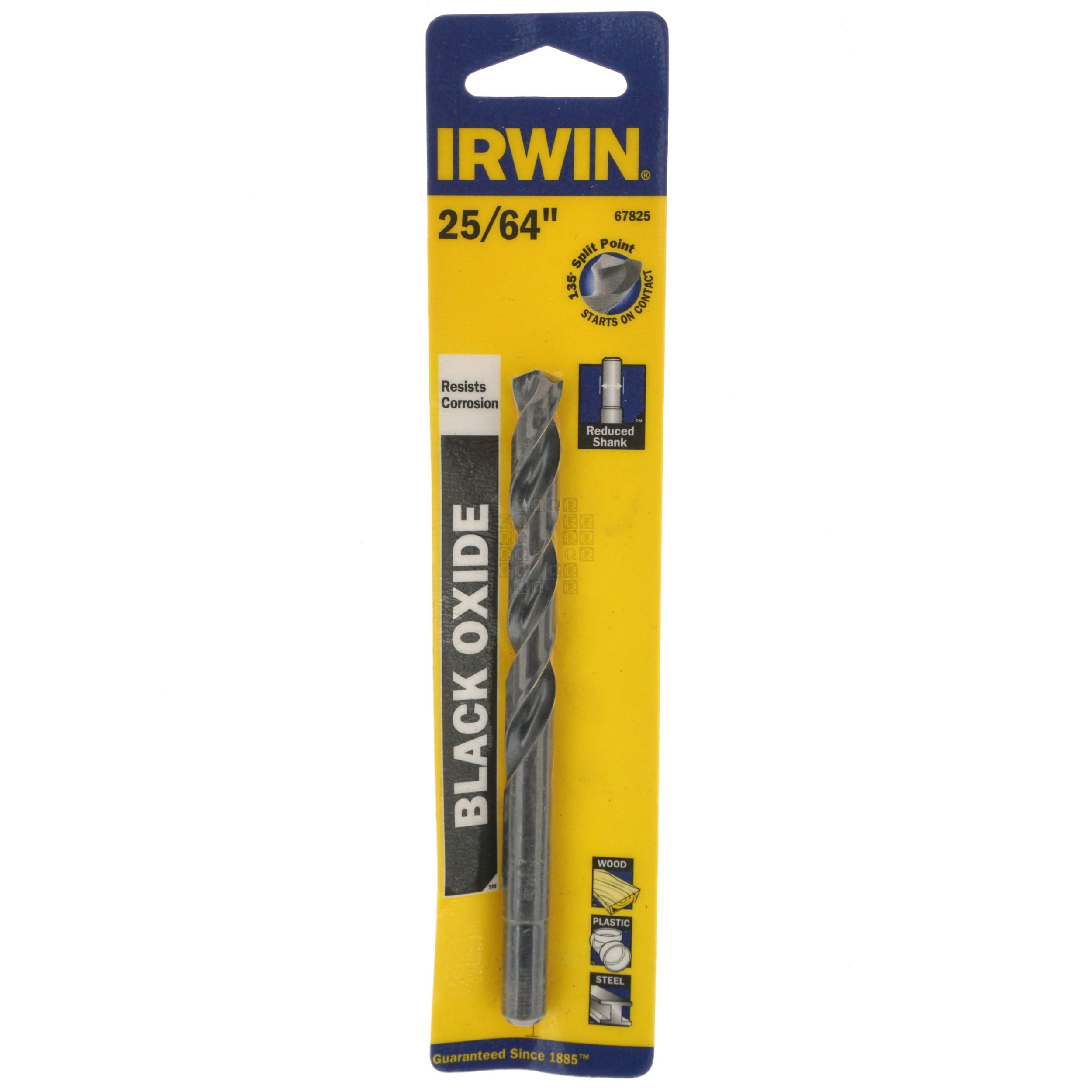Irwin Industrial Tools 67825 25/64" Black Oxide 135° Split Point Reduced Shank Drill Bit
