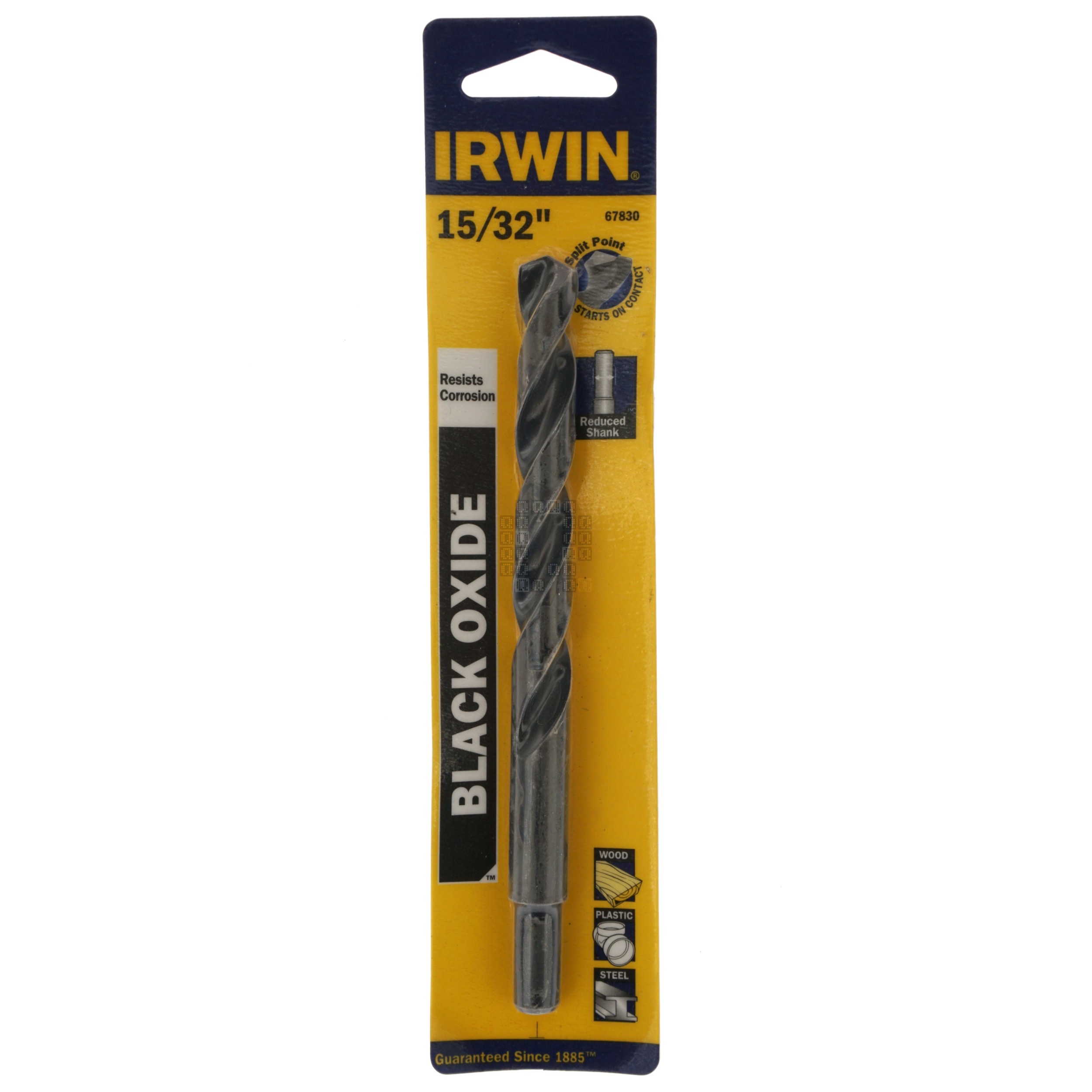 Irwin 67830 15/32" Black Oxide 135° Split Point Reduced Shank Drill Bit