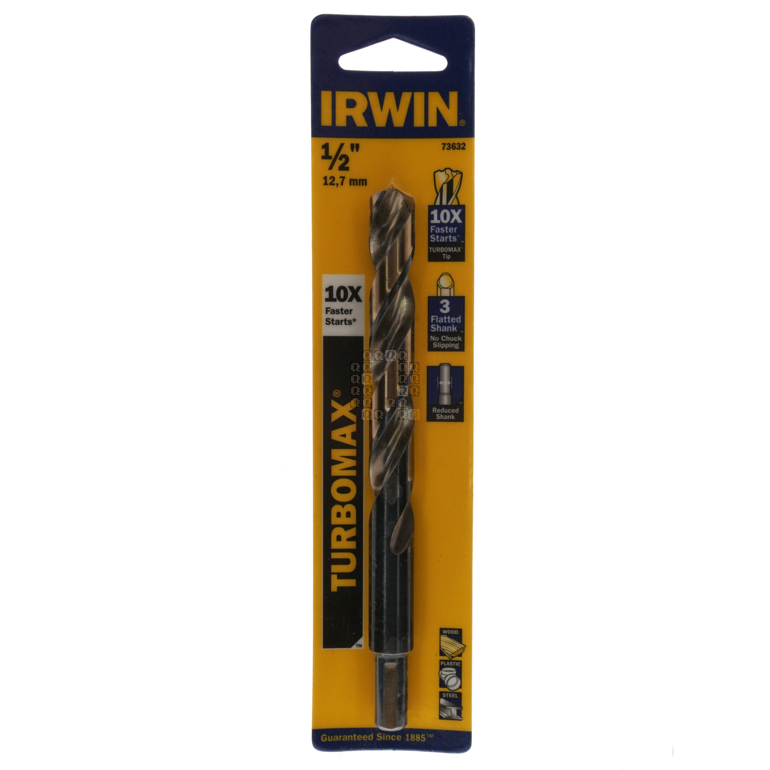 Irwin Industrial Tools 73632 TURBOMAX 1/2" Drill Bit with 3/8" Reduced Shank