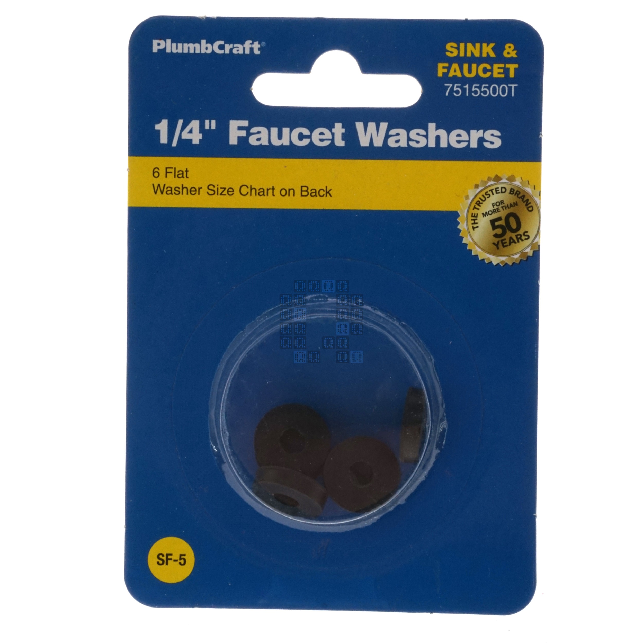 PlumbCraft 7515500T 1/4" Flat Faucet Washers, 6-Pack
