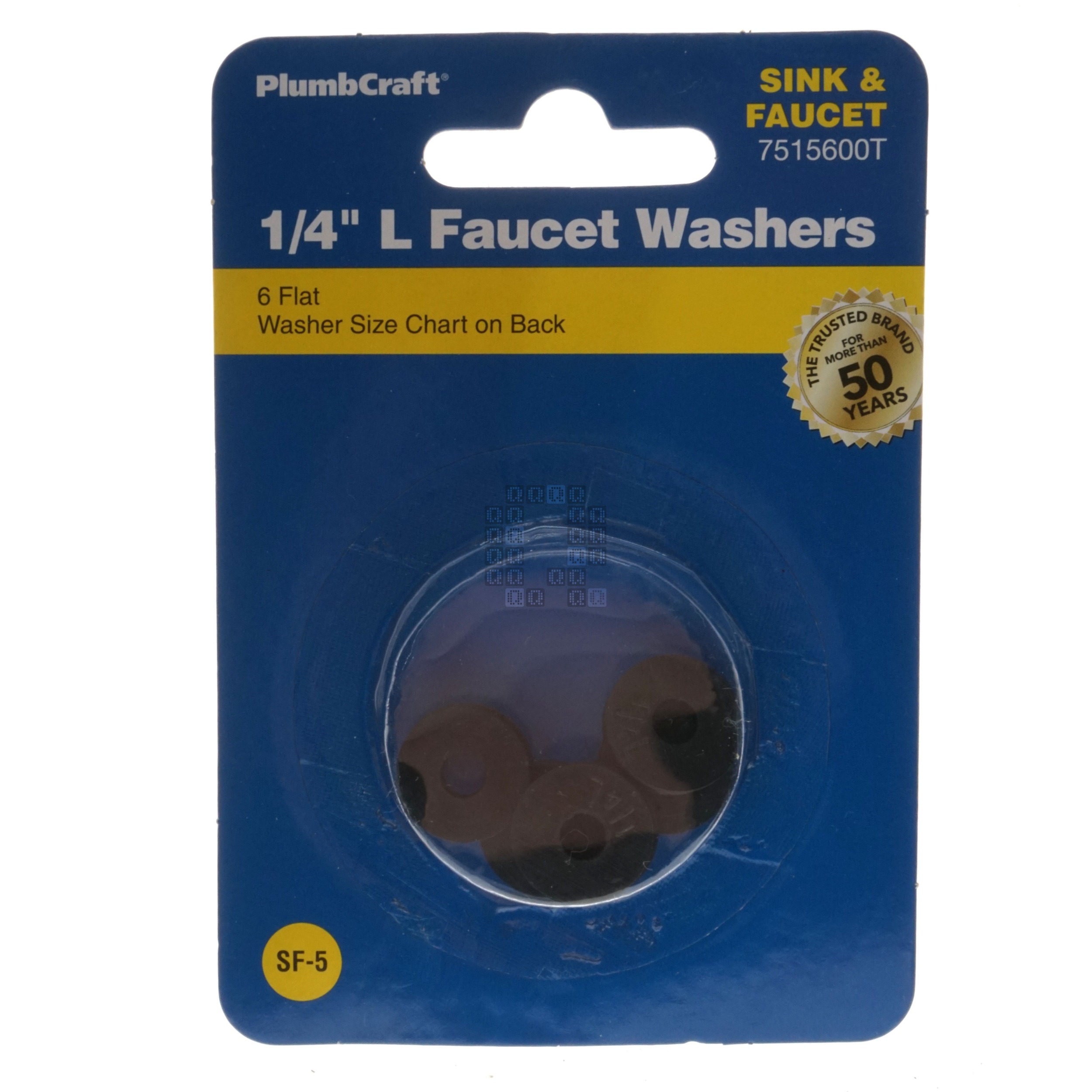 PlumbCraft 7515600T 1/4" L Flat Faucet Washer Kit, 6-Pack
