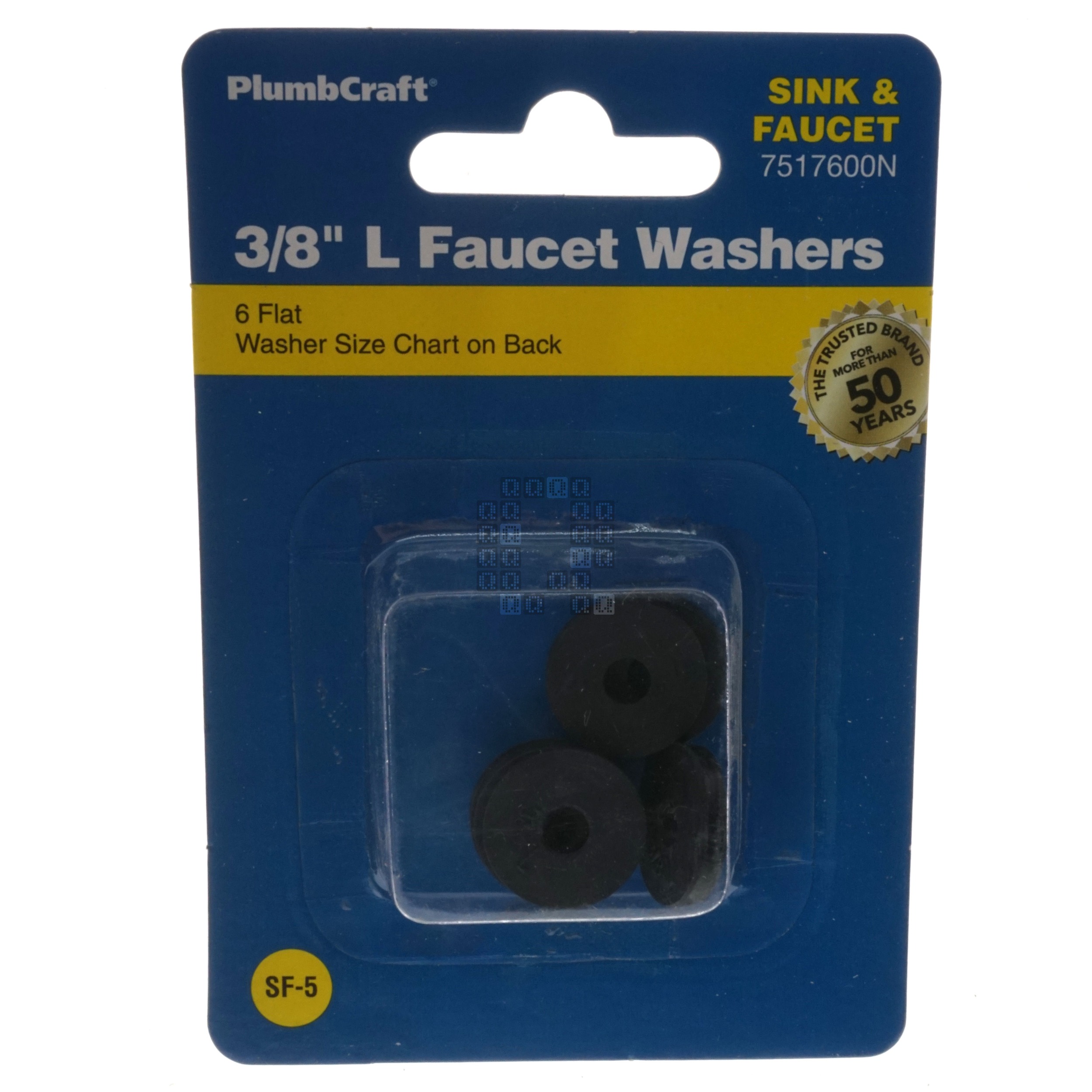 PlumbCraft 7517600N 3/8" L Flat Faucet Washers, 6-Pack