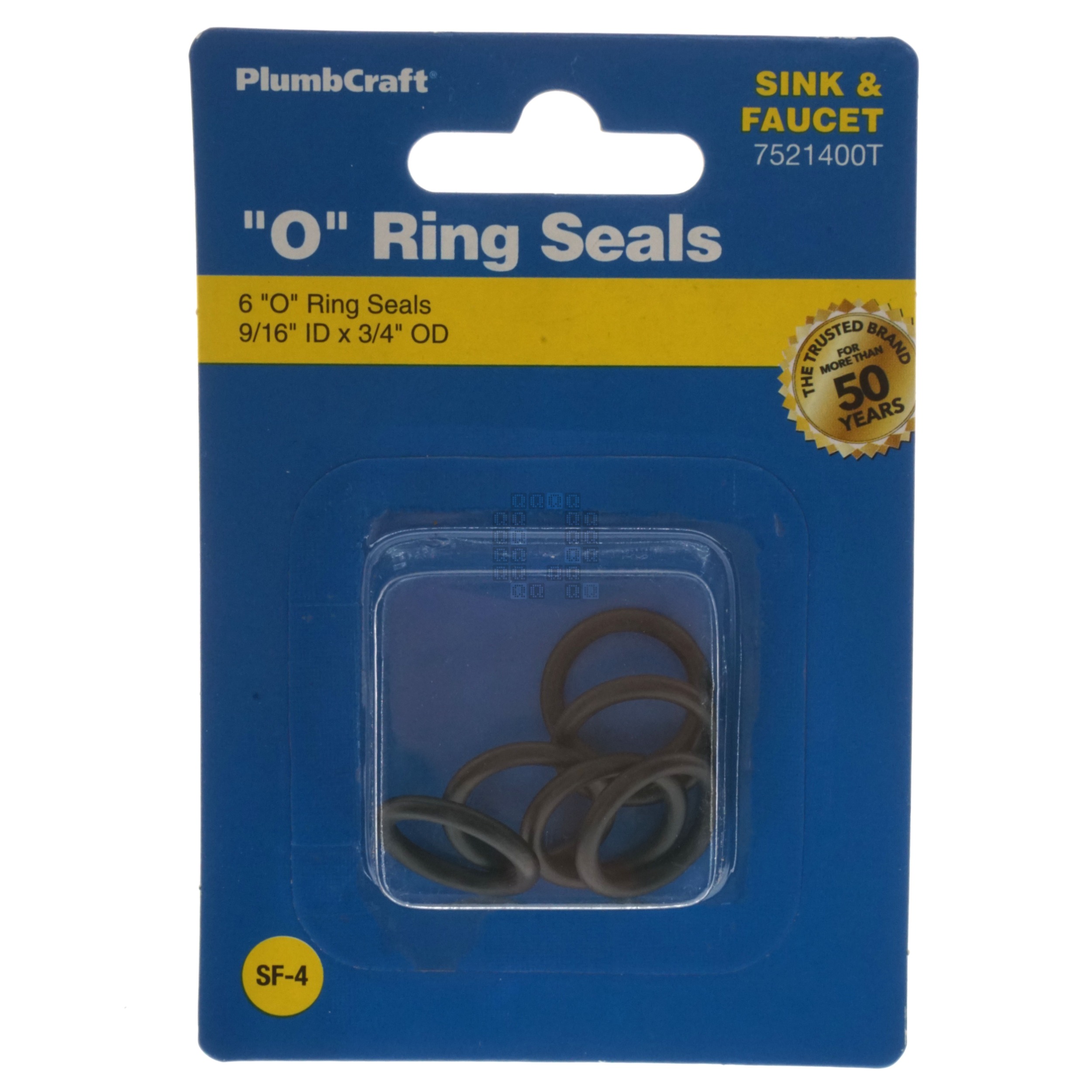 PlumbCraft 7521400T O-Ring Seal Kit, 9/16" ID, 3/4" OD, 6-Pack