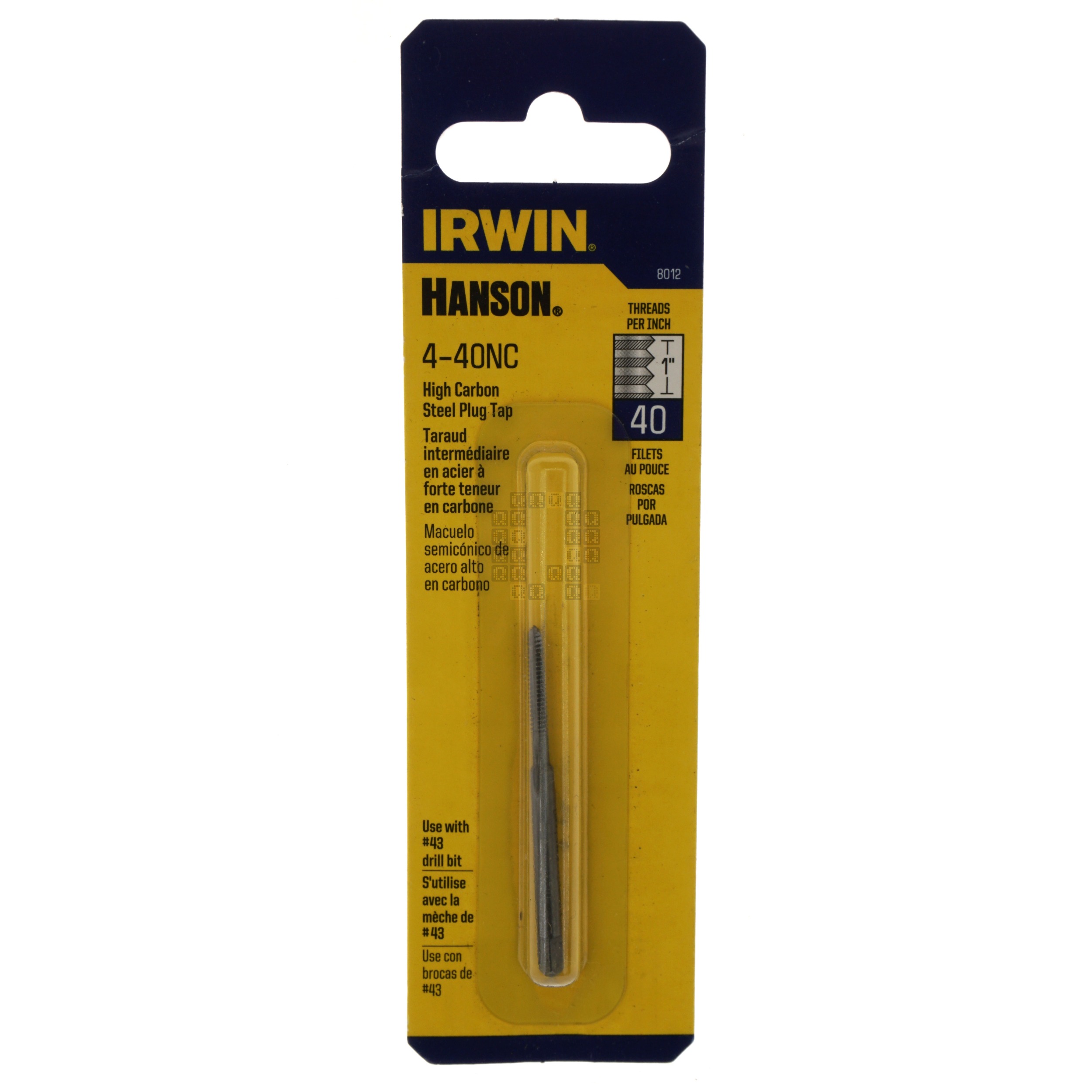 Irwin Hanson 8012 #4-40NC High Carbon Steel Plug Tap
