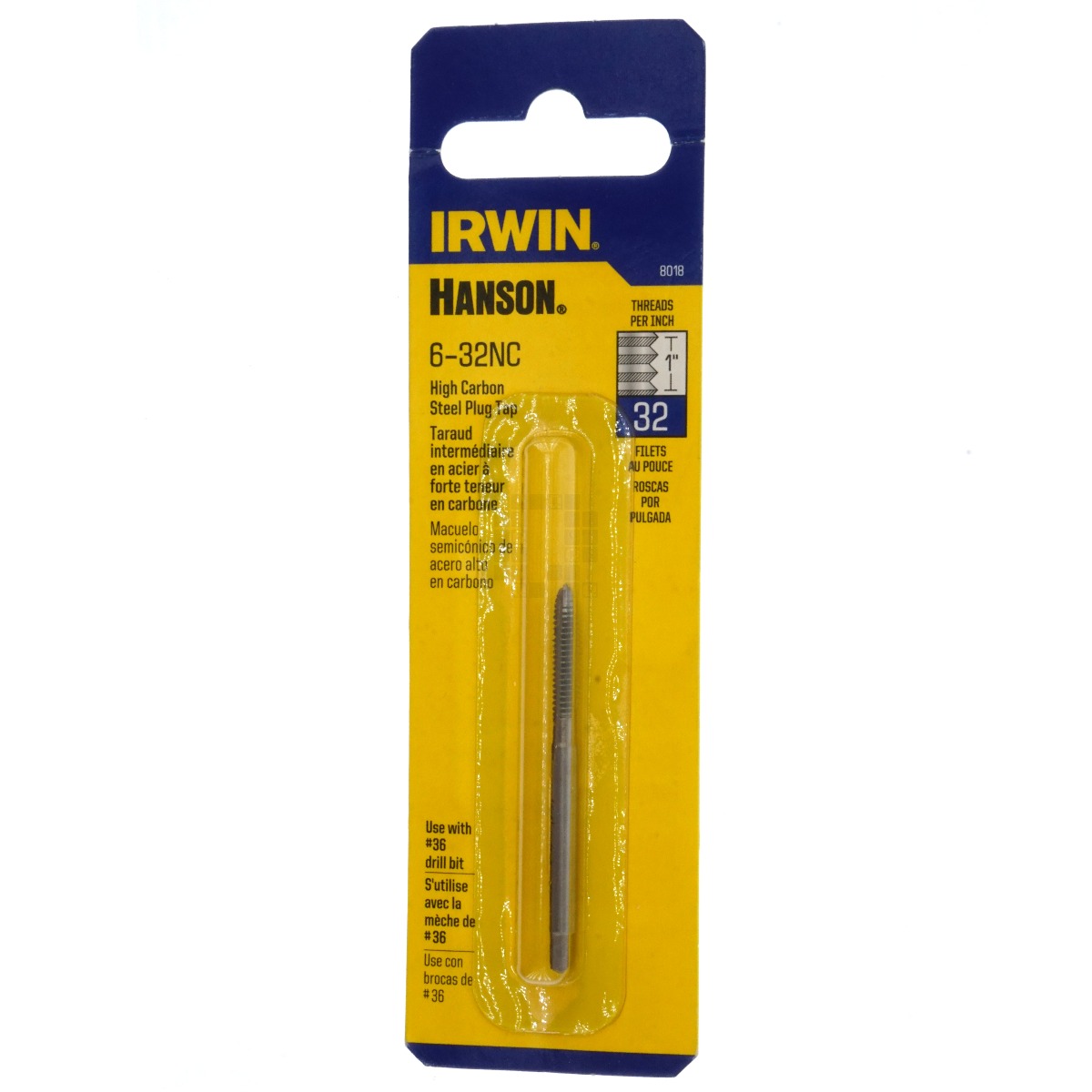 8018 Irwin Hanson #6-32NC High Carbon Steel Plug Tap