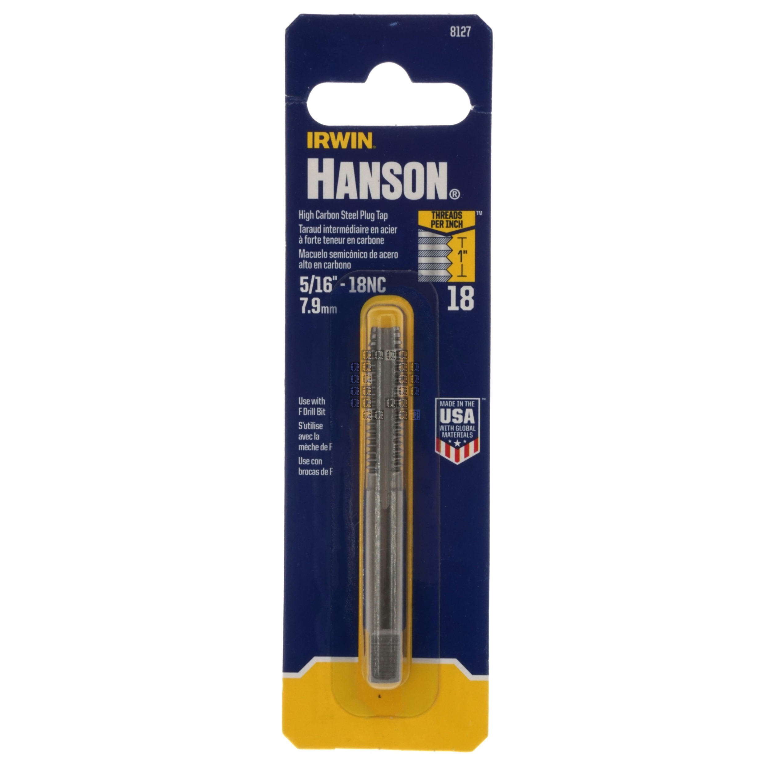 Irwin Hanson 8127 5/16" - 18NC High Carbon Steel Plug Tap