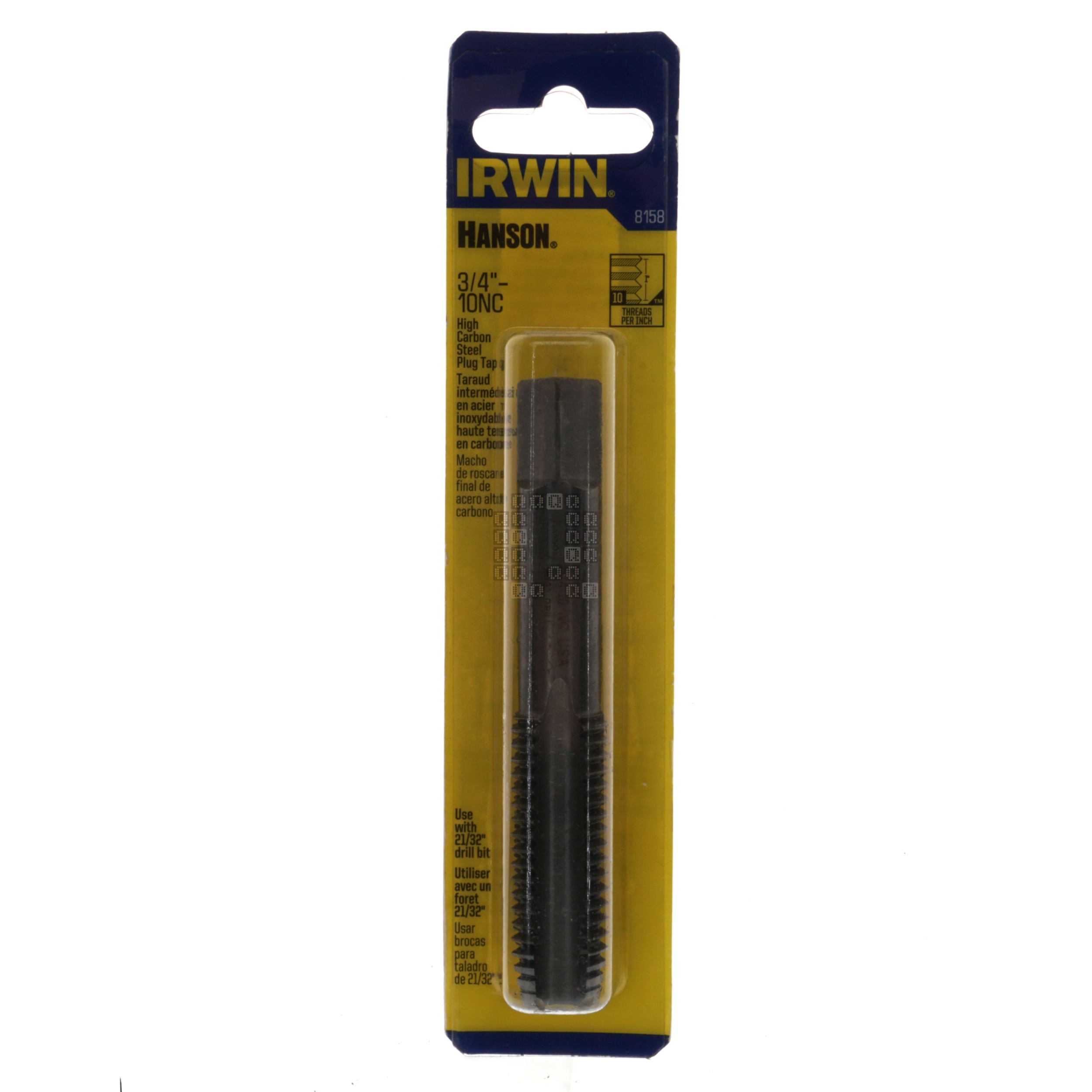 Irwin Hanson 8158 3/4"-10NC High Carbon Steel Plug Tap