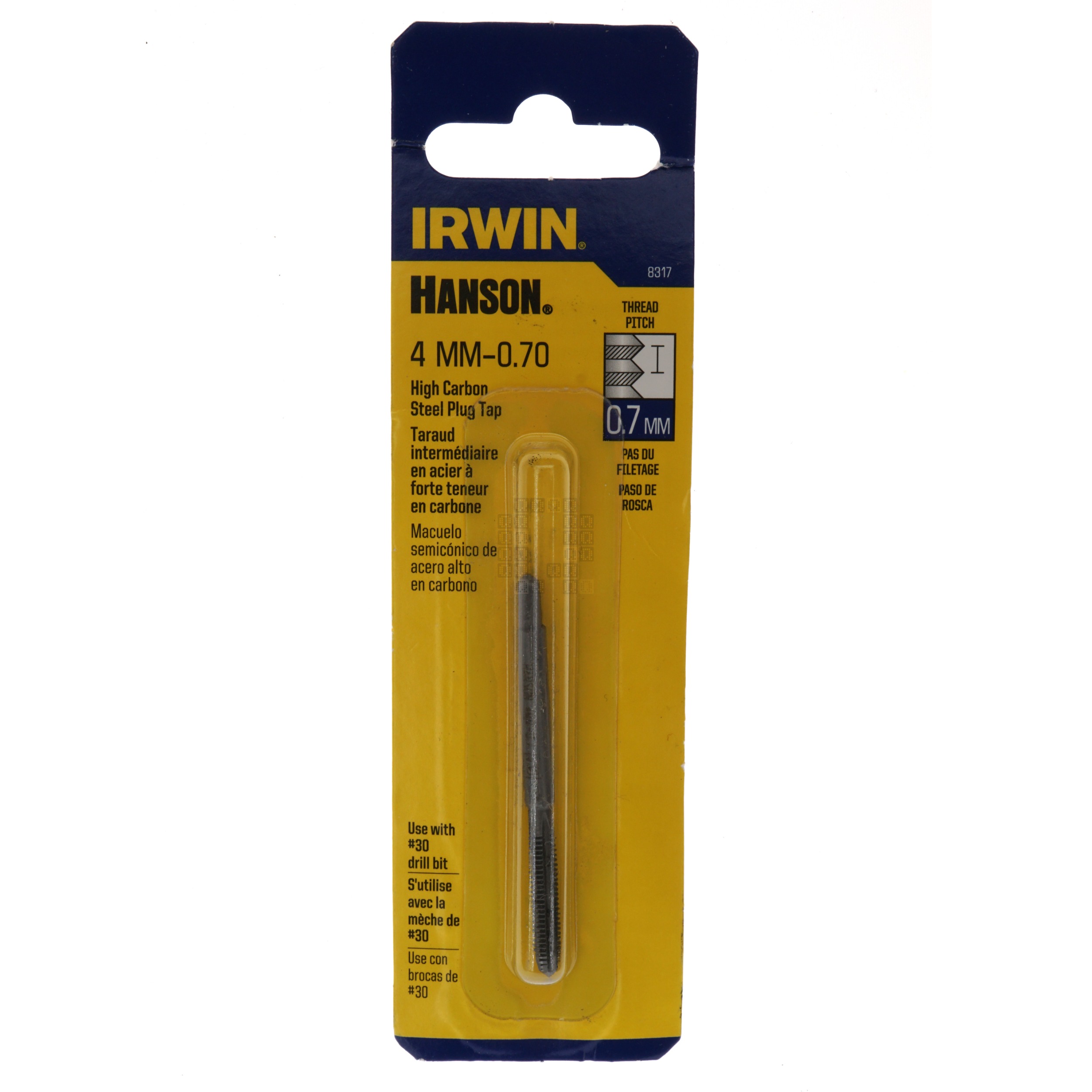 Irwin Hanson 8317 4mm-0.70 High Carbon Steel Plug Tap, M4-0.70
