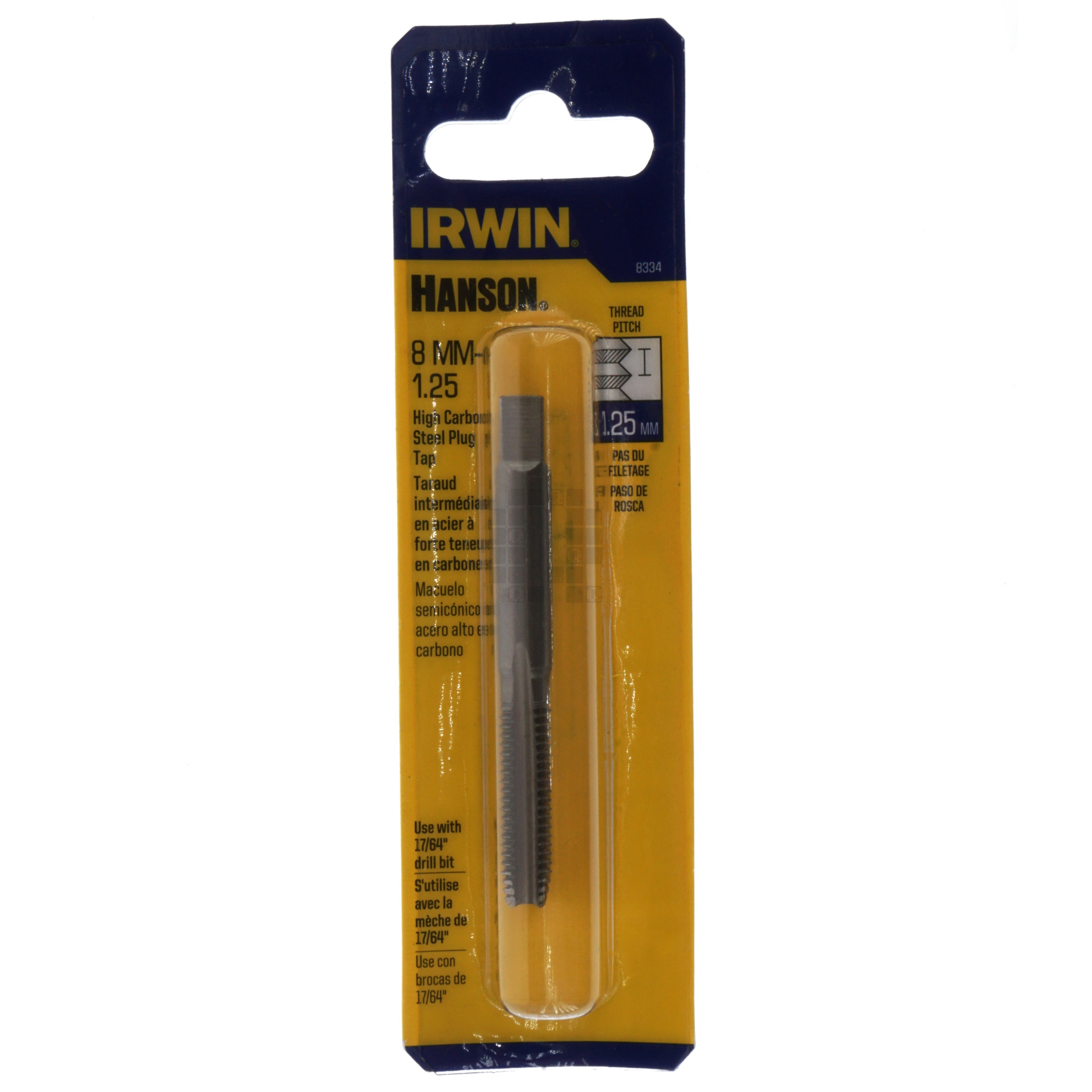 Irwin Hanson 8334 8mm-1.25 High Carbon Steel Plug Tap, M8-1.25