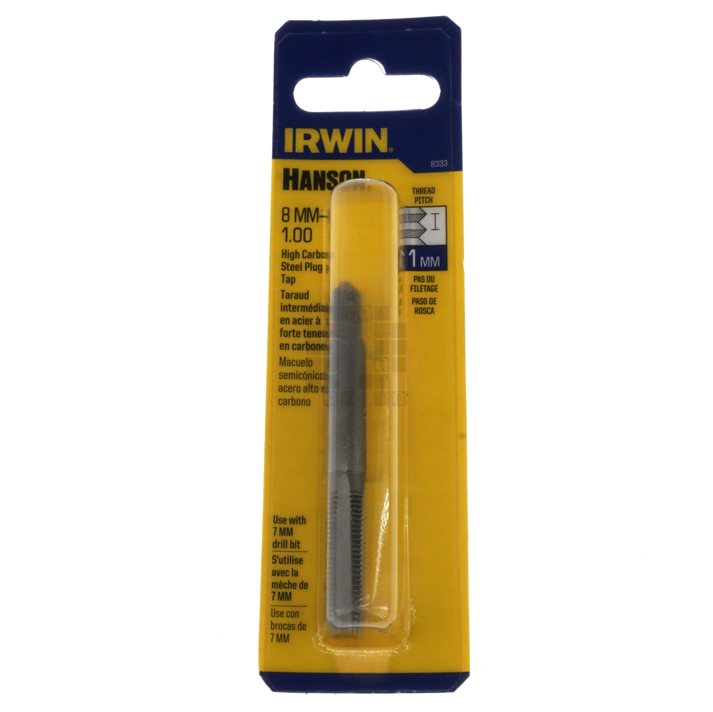 Irwin Hanson 8333 8mm-1.00 High Carbon Steel Plug Tap, M8-1.00