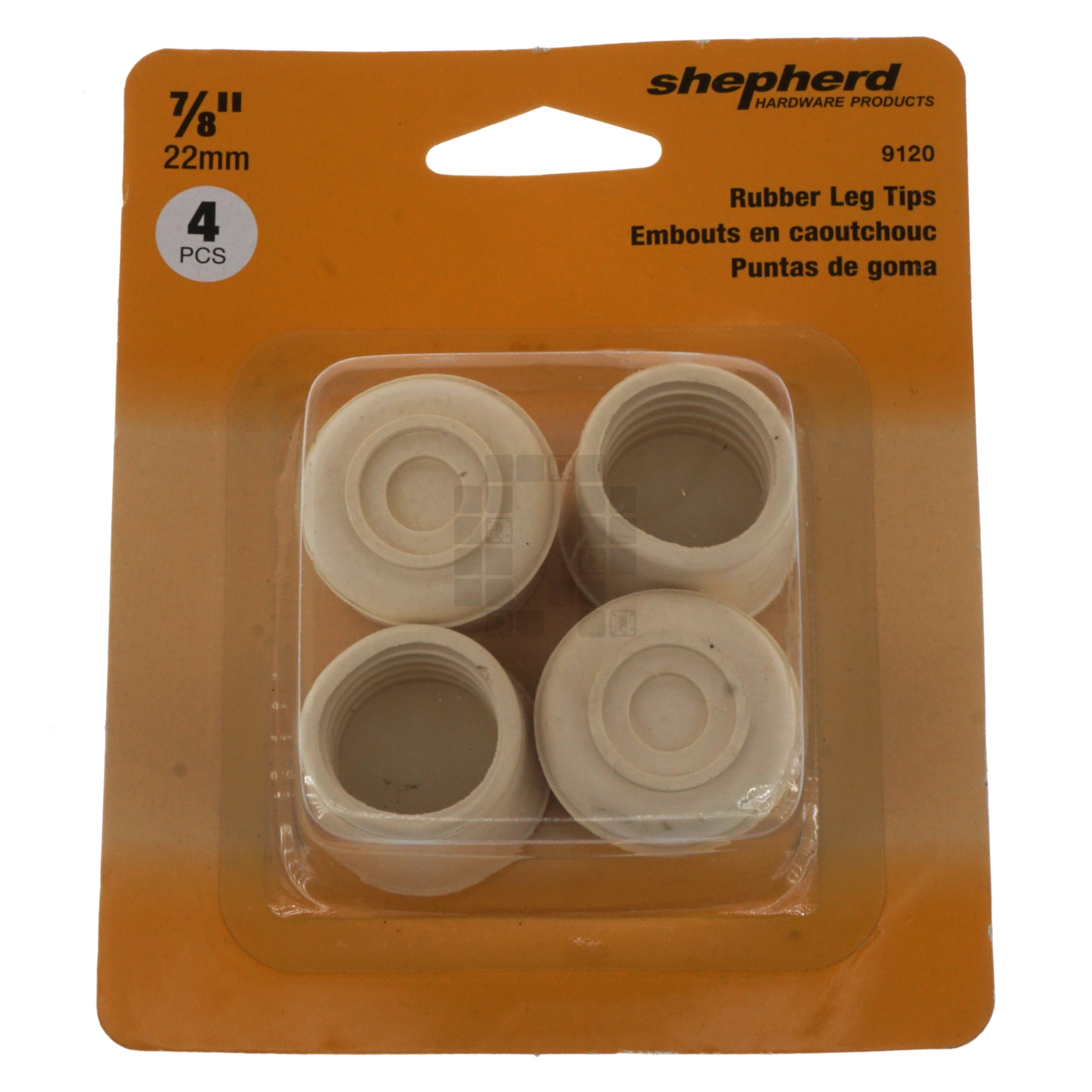 Shepherd 9120 Off-White Rubber Leg Tips, 4 Pack, 7/8" or 22mm
