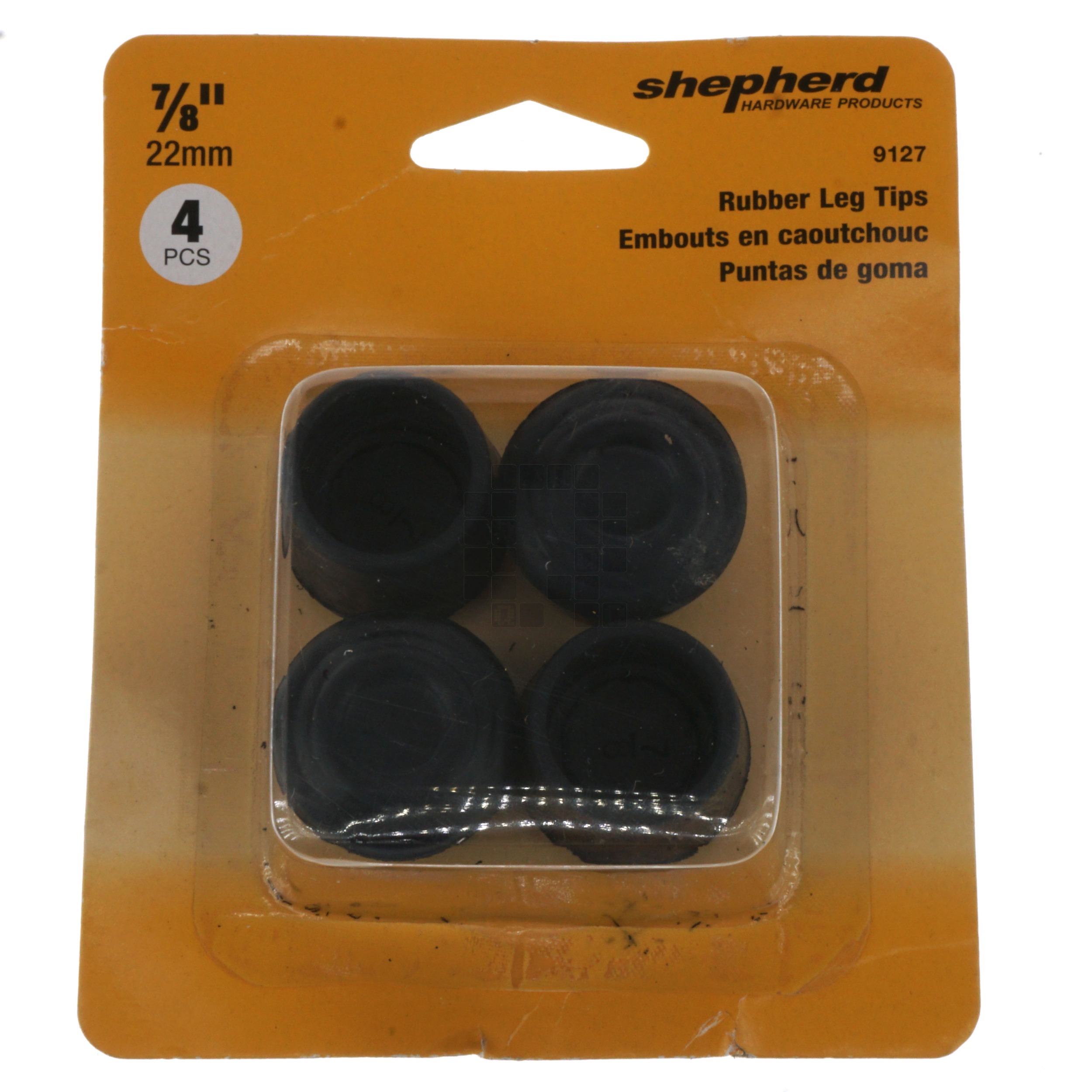 Shepherd 9127 Black Rubber Leg Tips, 4 Pack, 7/8" or 22mm
