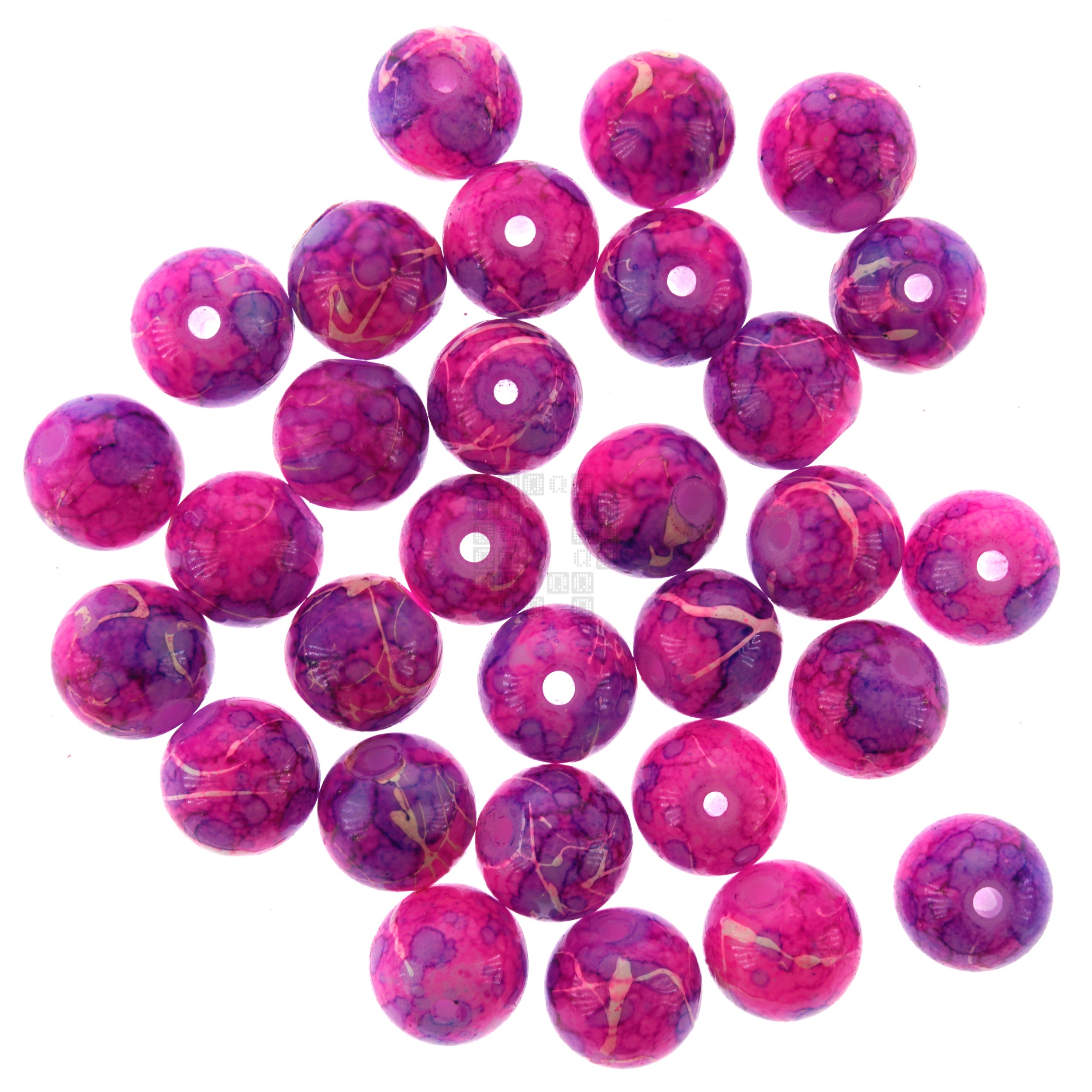 African Violet Pink/Purple 8mm Loose Glass Beads, 30 Pieces