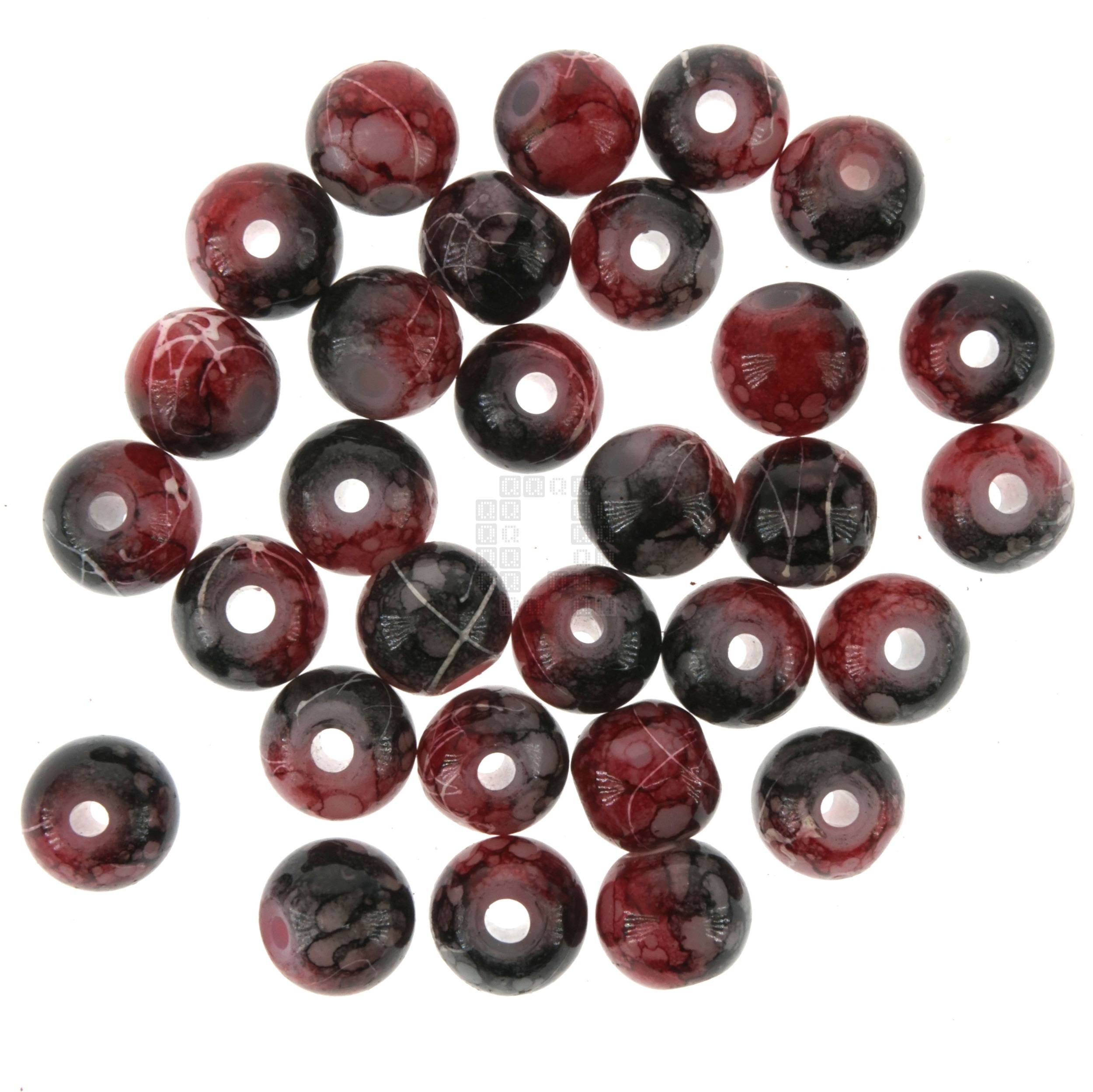 Black Cherry 8mm Loose Glass Beads, 30 Pieces