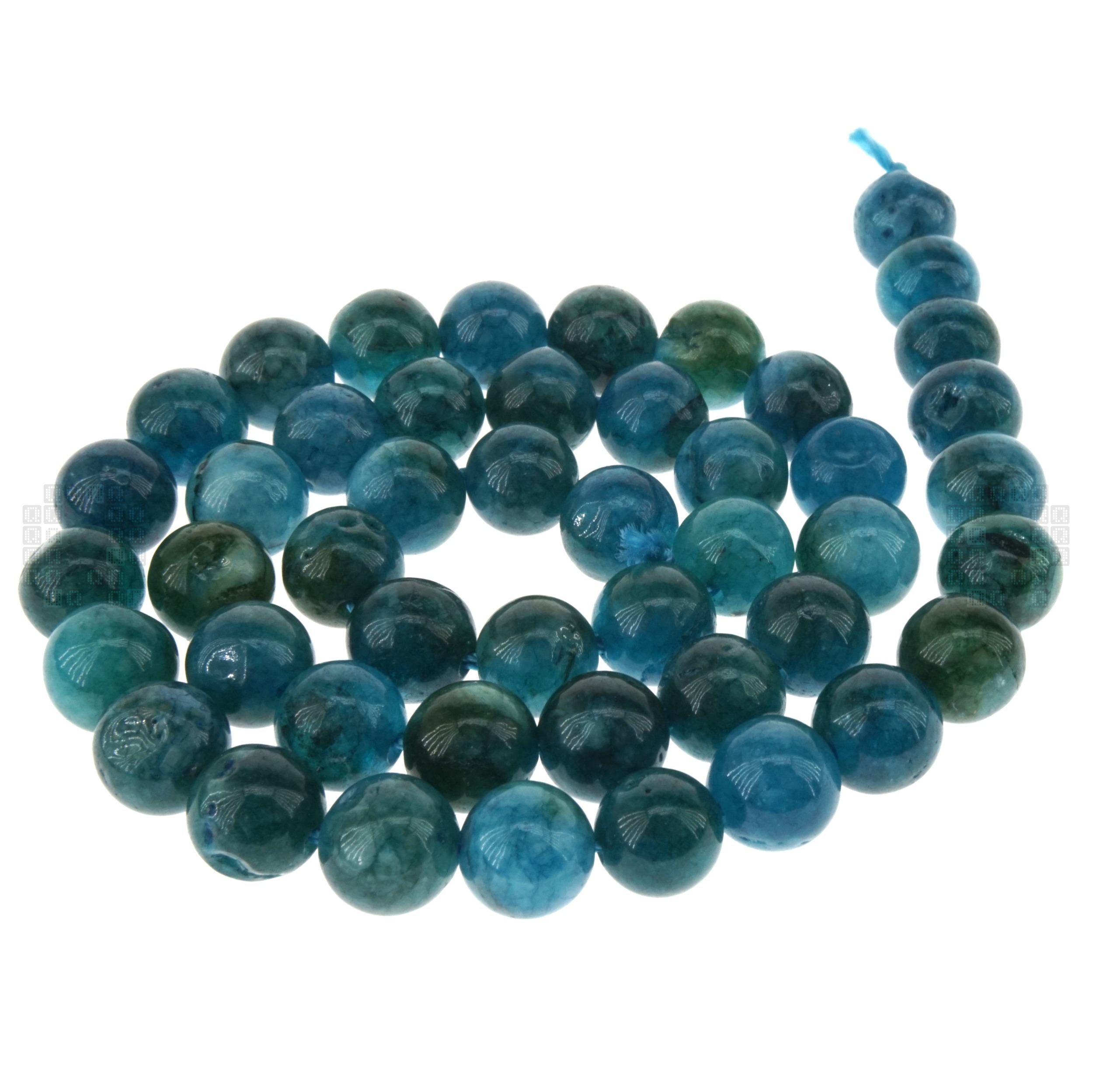 Blue Apatite Jade 8mm Round Glass Beads, 45 Pieces