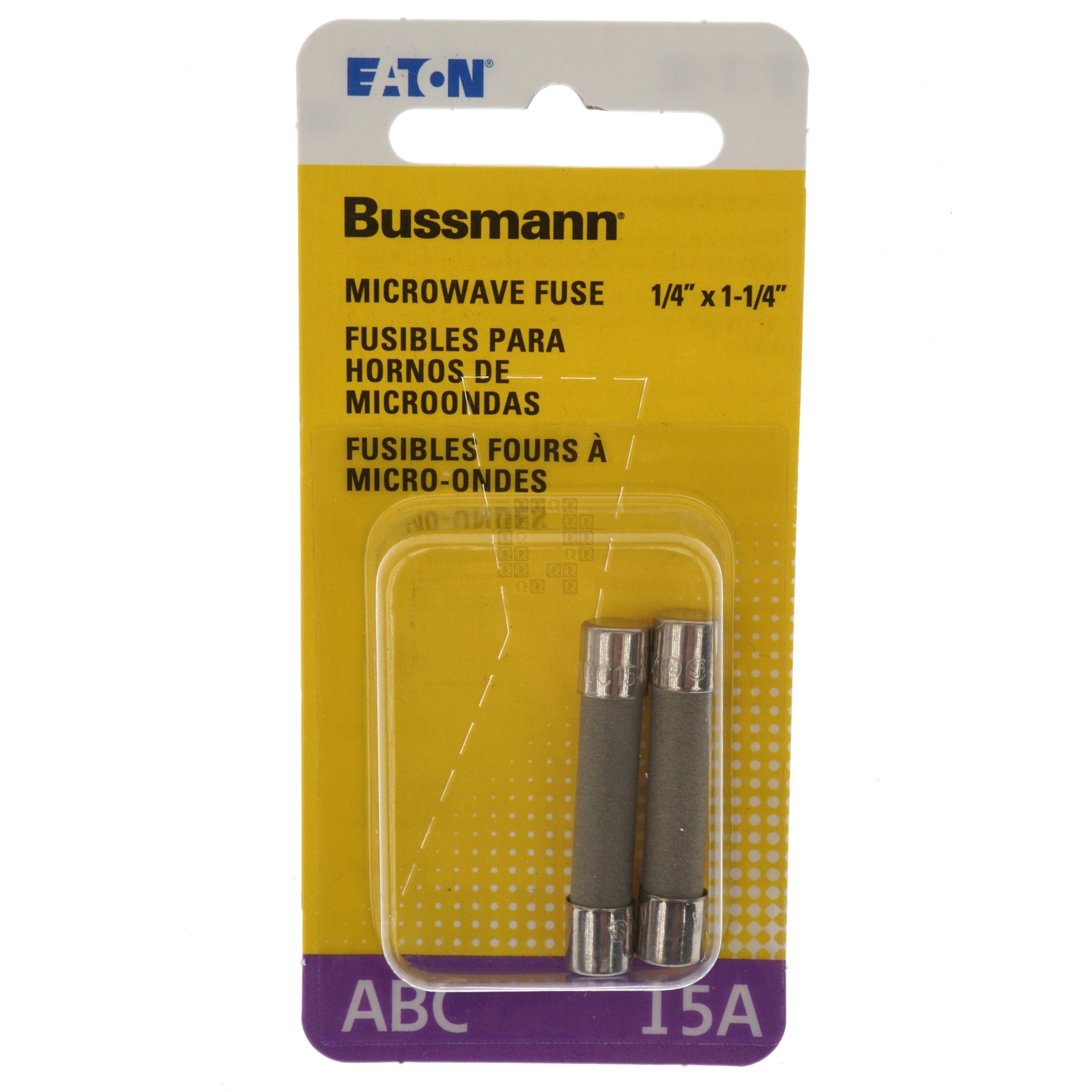 Eaton Bussman BP/ABC-15 Microwave Fast Acting Ceramic Tube Fuse 2-Pack, 15 Amp, 250VAC